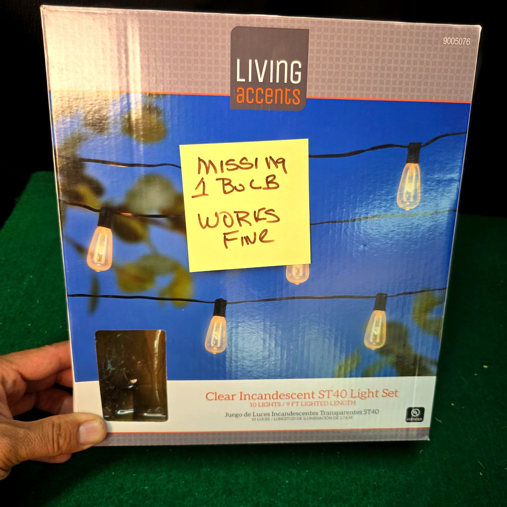Living Accents Clear Incandescent ST40 String Light Set, 10 Lights