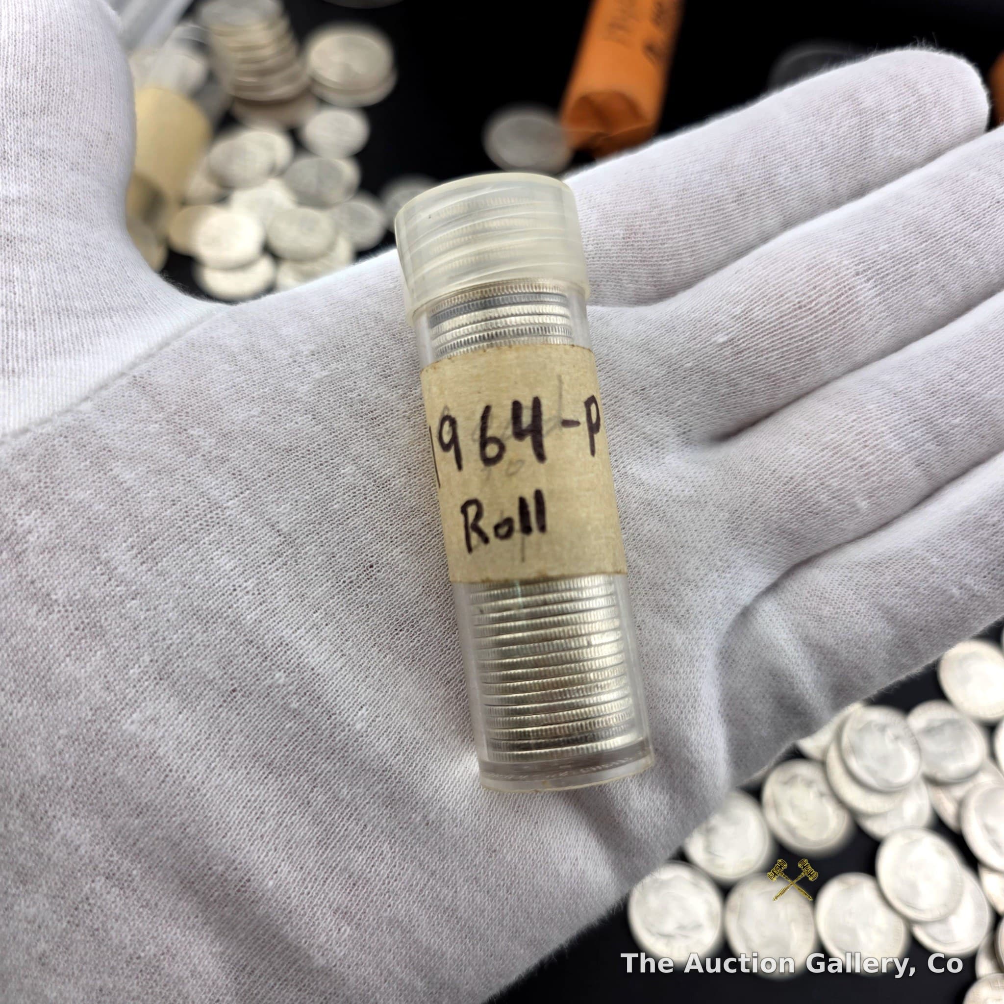 1964 Roosevelt Dime Roll, 50 Coins, 90% Silver, Philadelphia