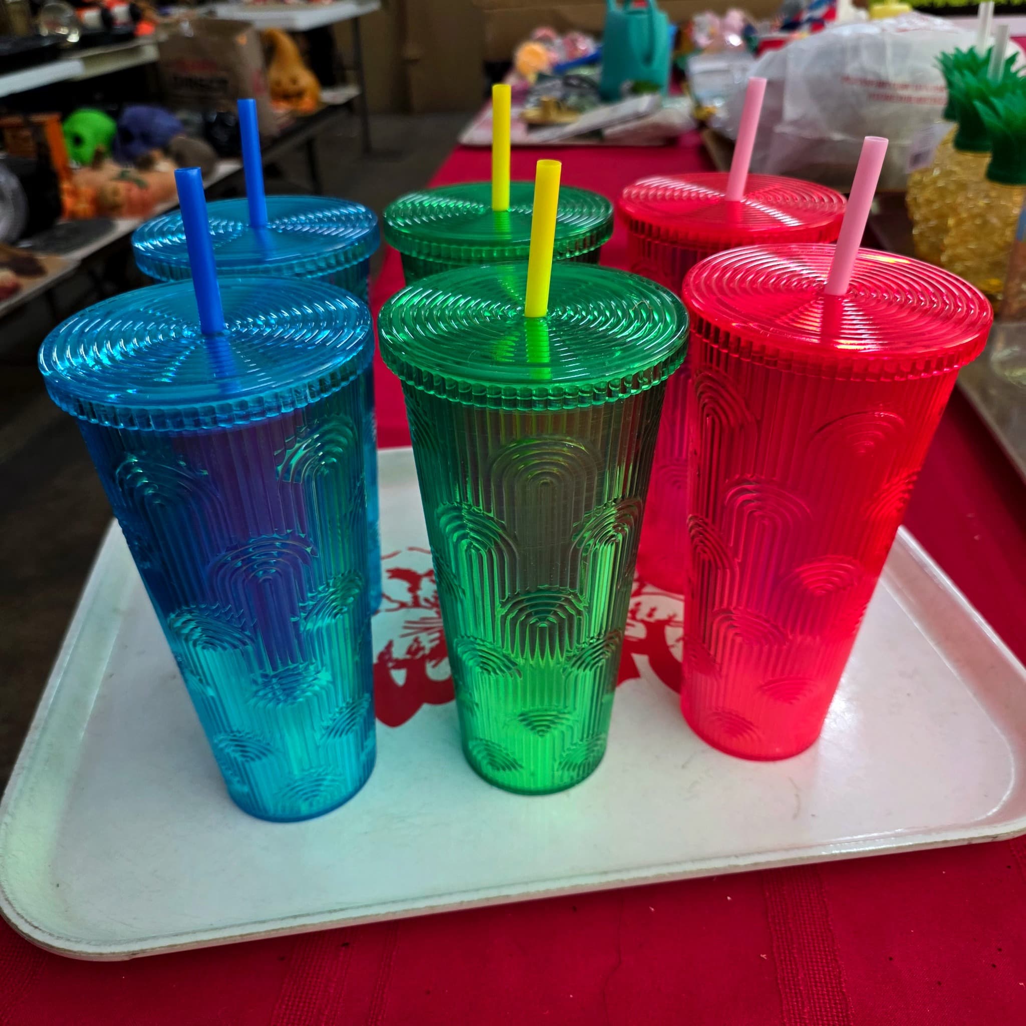 Set of 6 Colorful Double-Wall Insulated Tumblers, 24oz