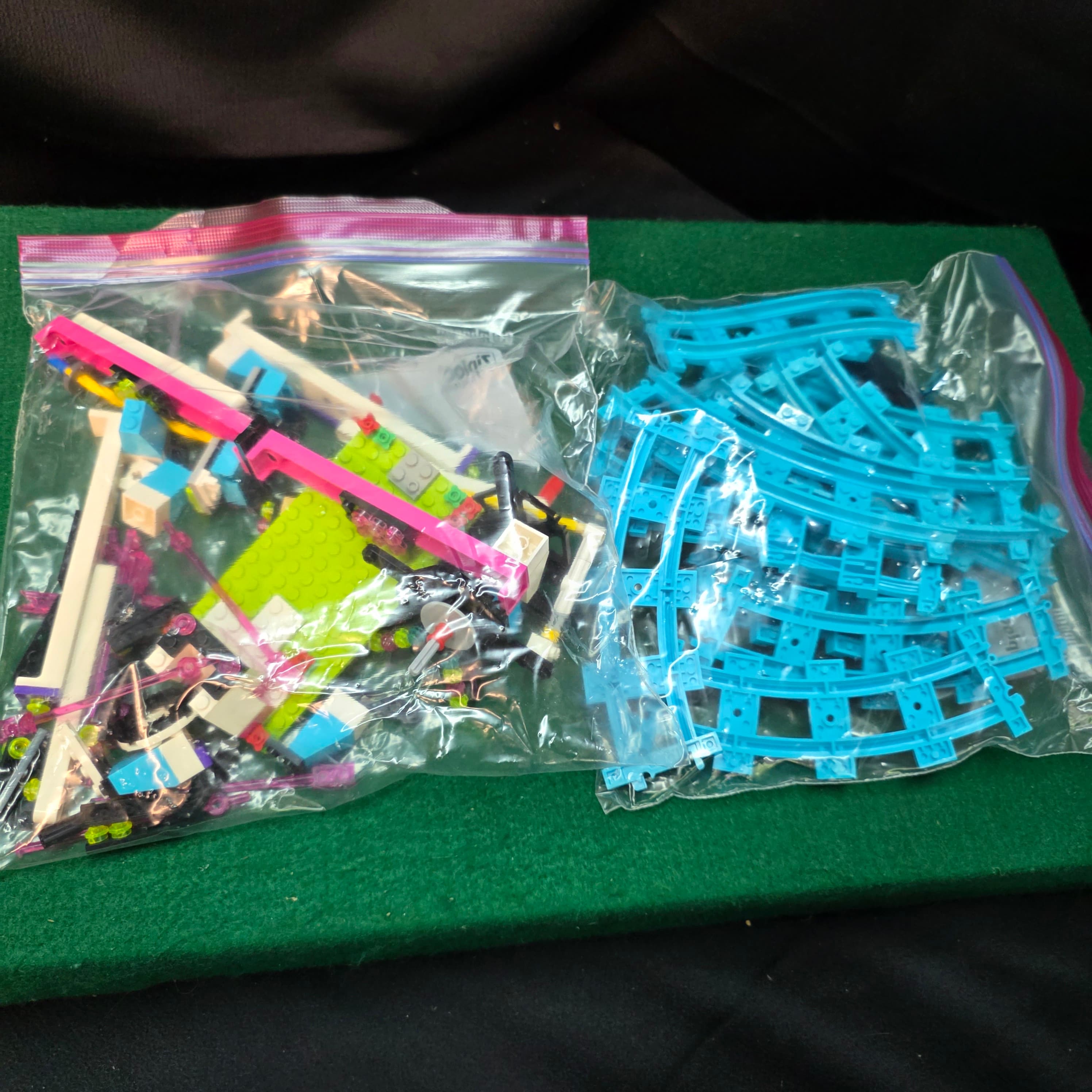 LEGO-Style Building Bricks & Blue Track Pieces, 2 Bags