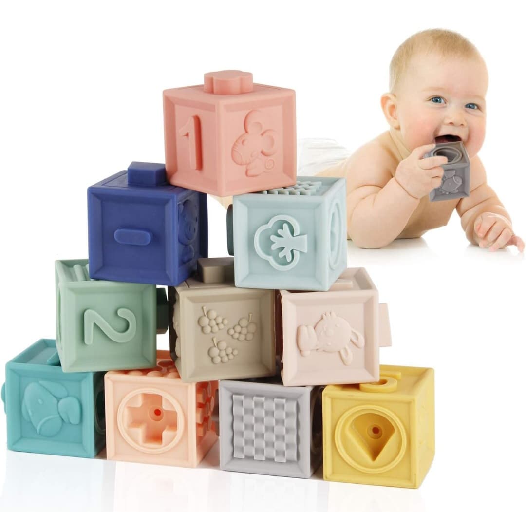 Soft Building Blocks - Food Grade Silicone - (Squeeze, Stack, Match, Count)