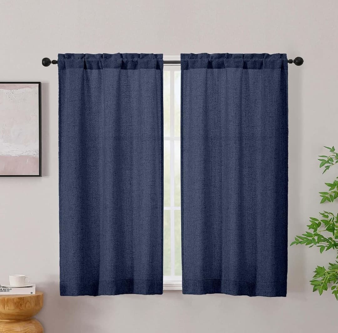 2 Panels Faux Linen Curtains - Light Filtering Privacy Curtains (30" Wx45)