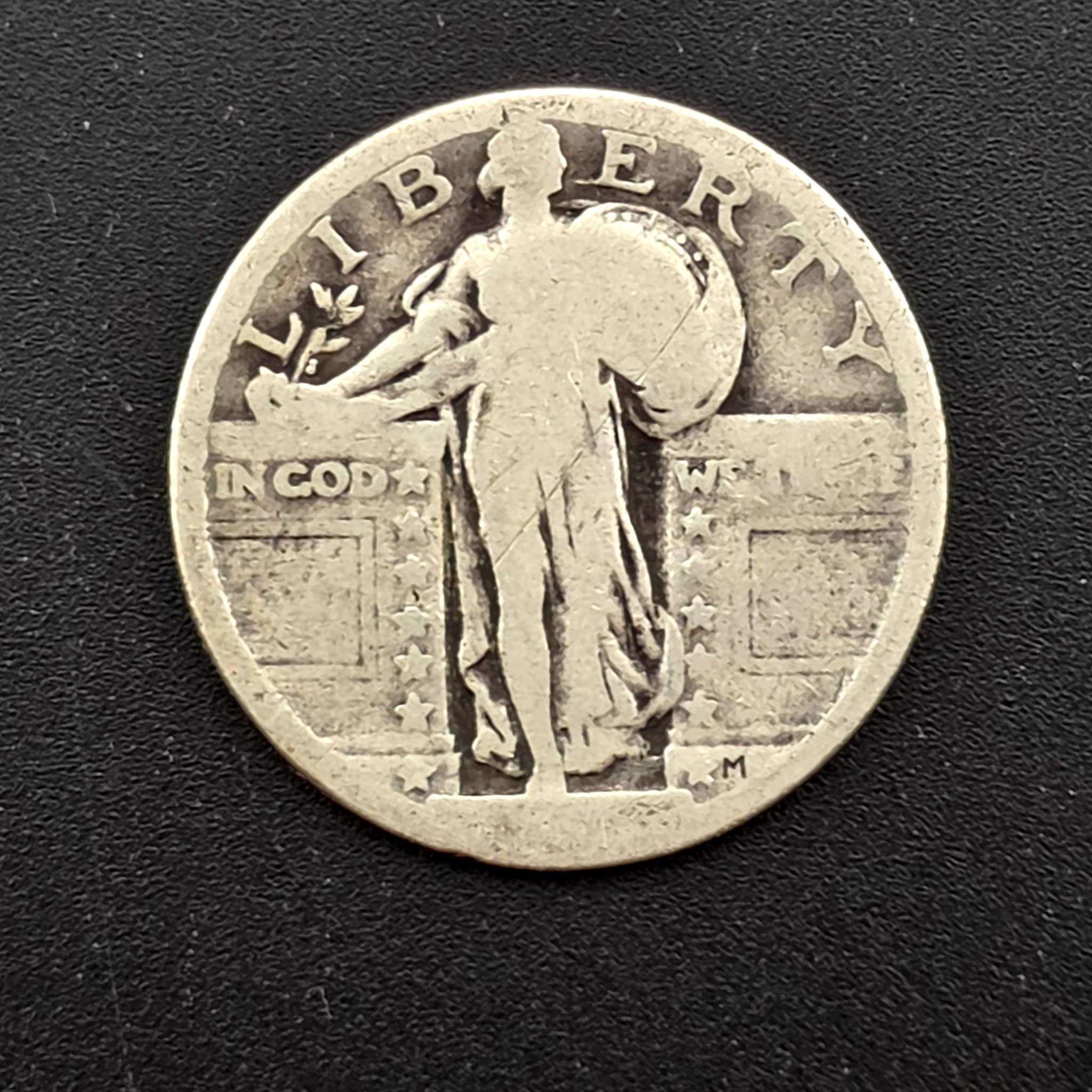 Standing Liberty Silver Quarter, Date Not Legible, 90% Silver