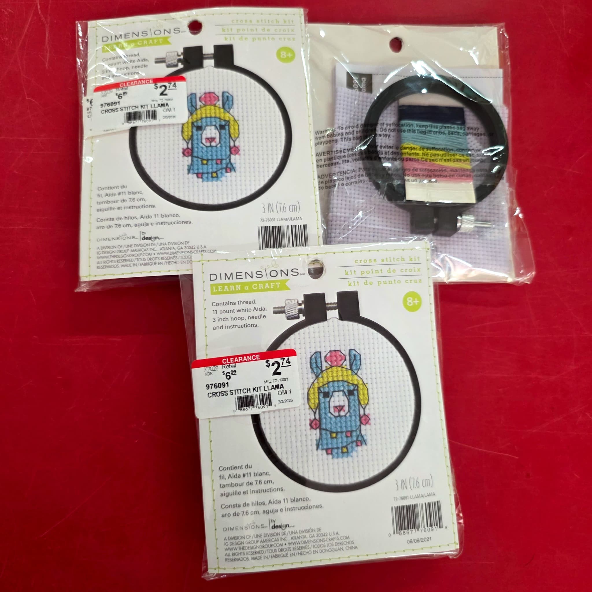 Dimensions Llama Cross Stitch Kits, Set of 3
