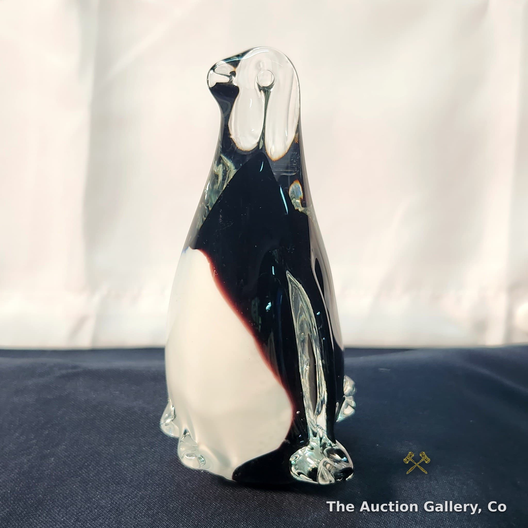 Art Glass Penguin Figurine, Black and White