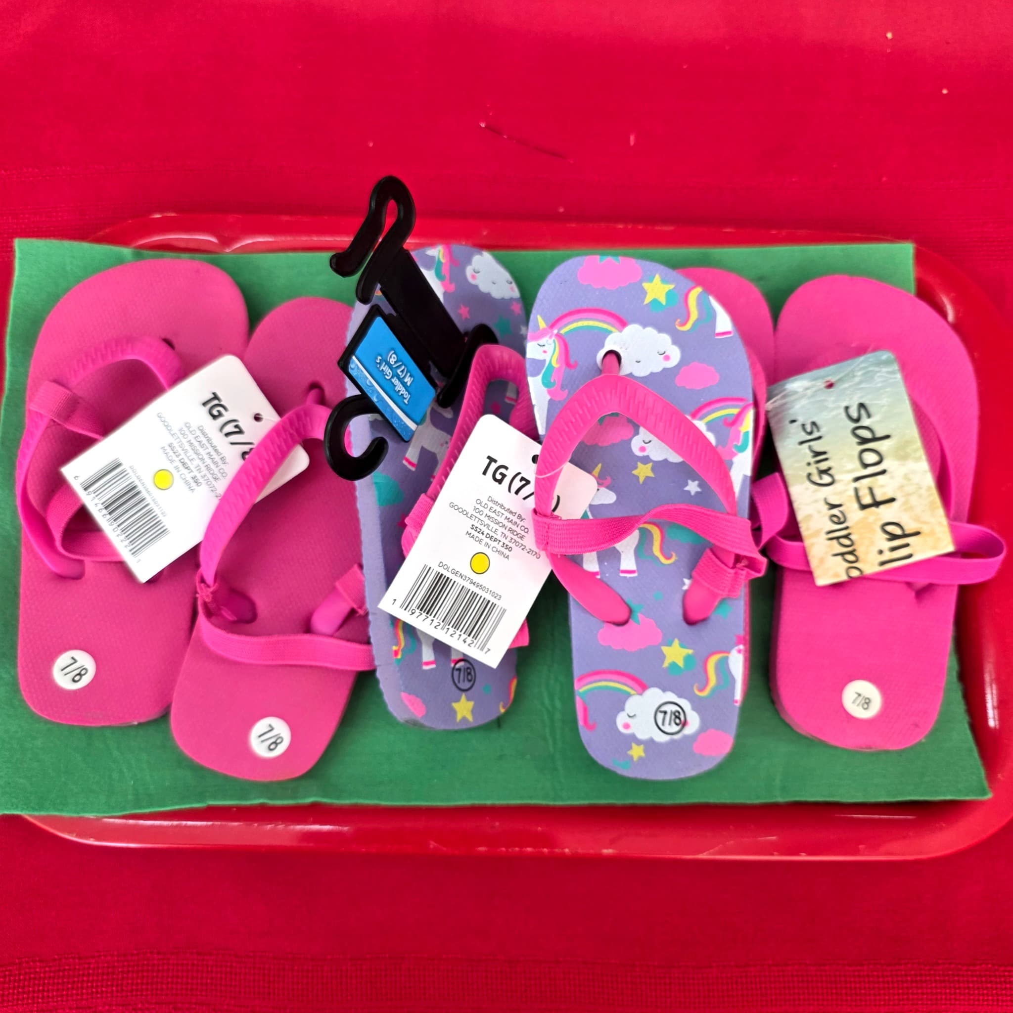 Kids Flip-Flops, 3 Pair, Size 7/8 β Brand New