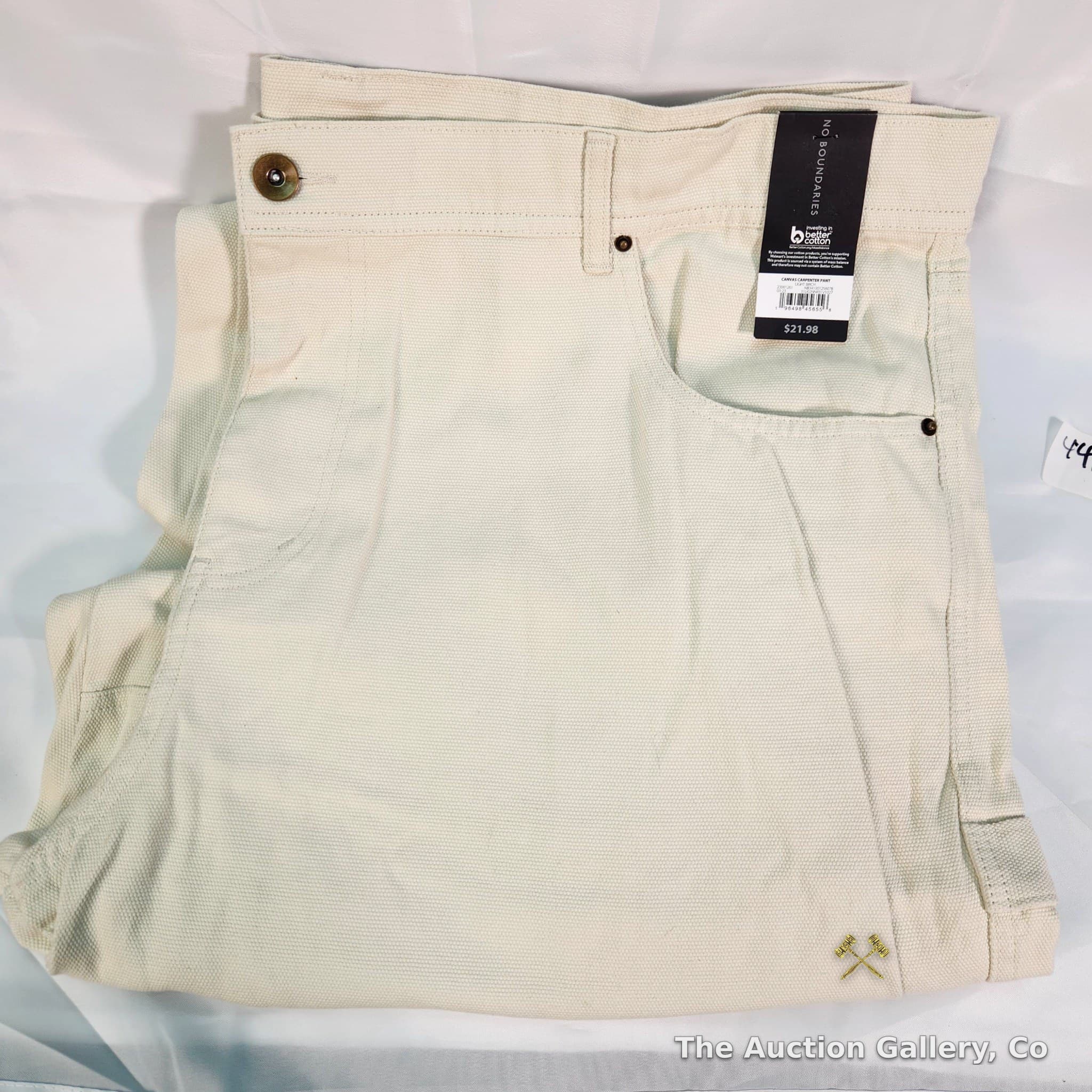 No. Boundaries Canvas Carpenter Pant, Light Birch, NWT, 44x31