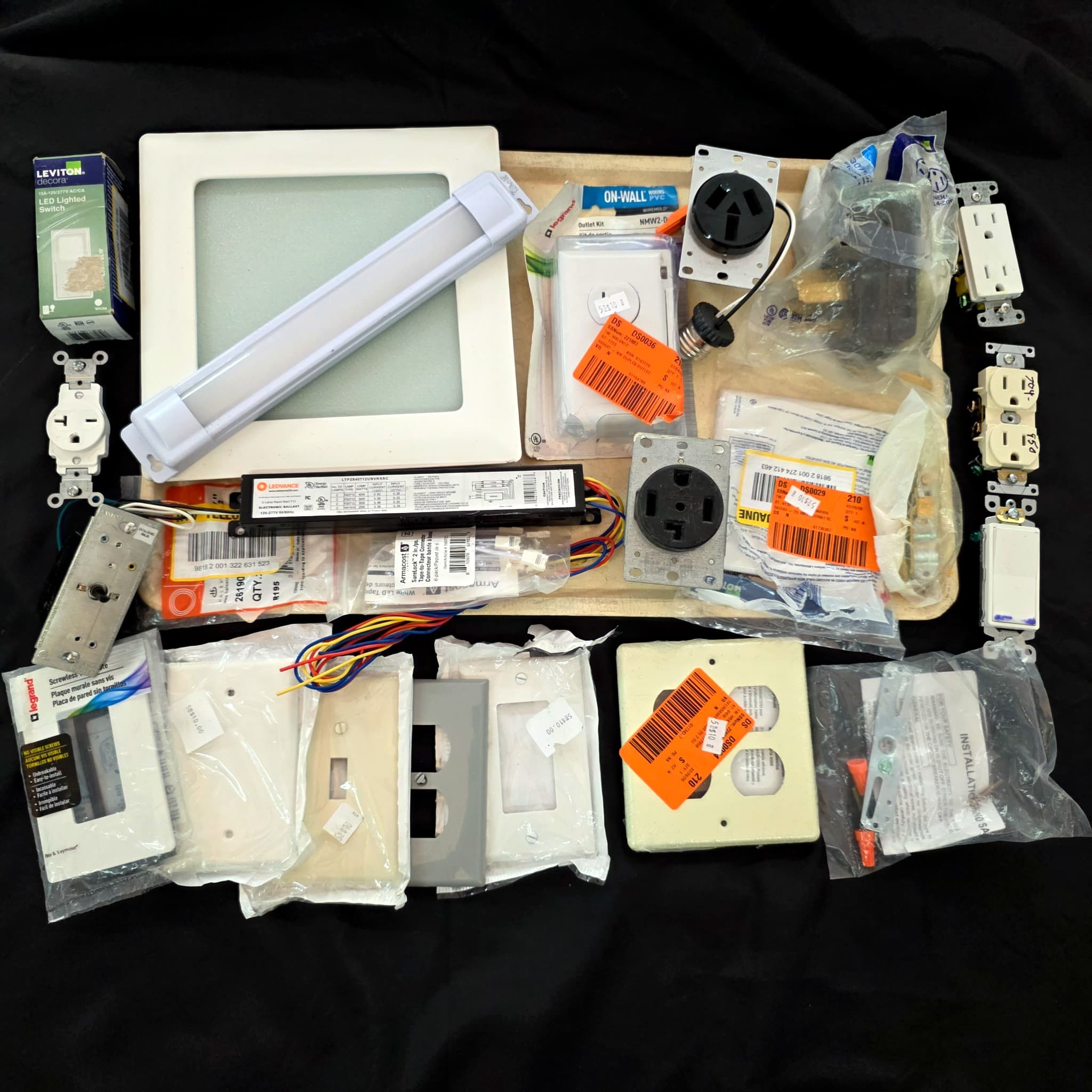 Mixed Lot Electrical Supplies and Fixtures, Brand New
