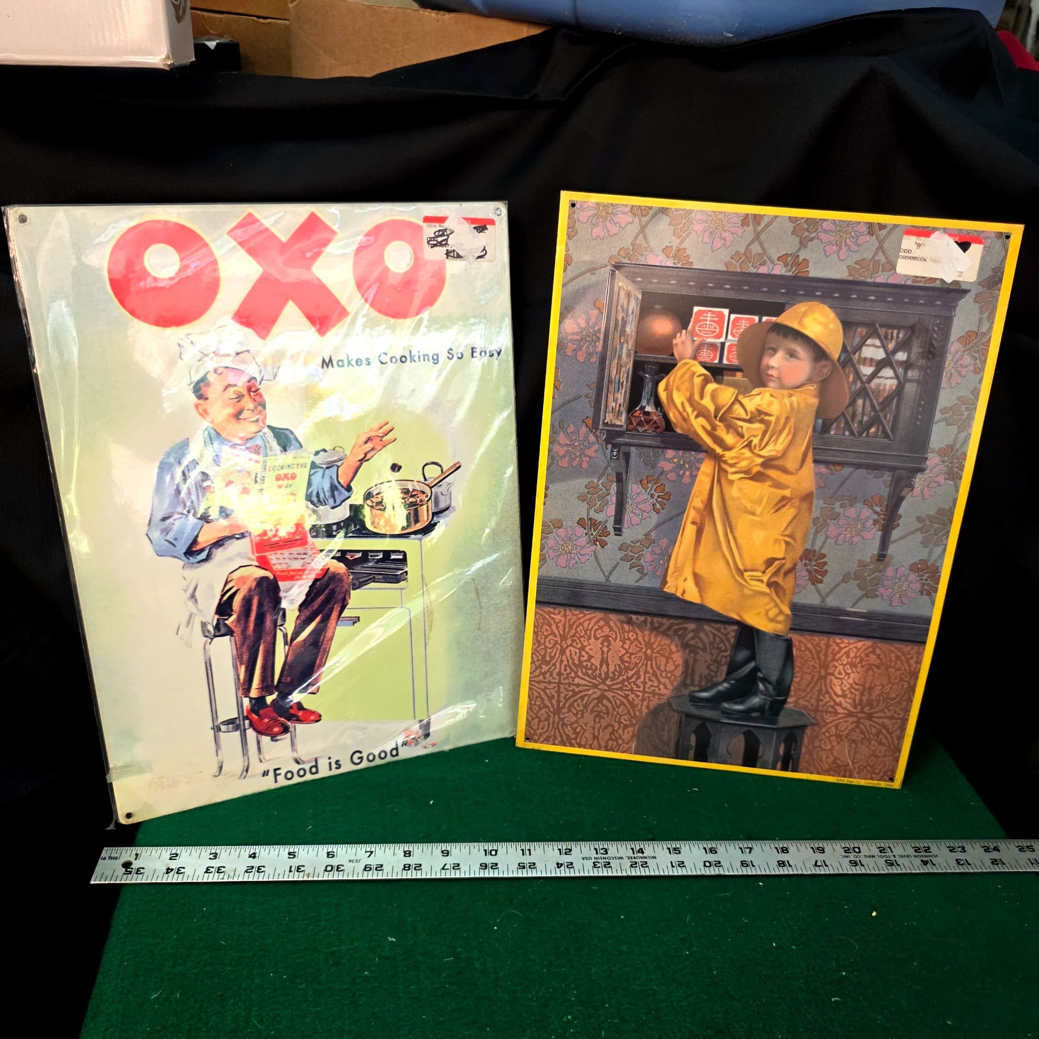Pair of Vintage OXO Advertising Metal Signs, 1990s