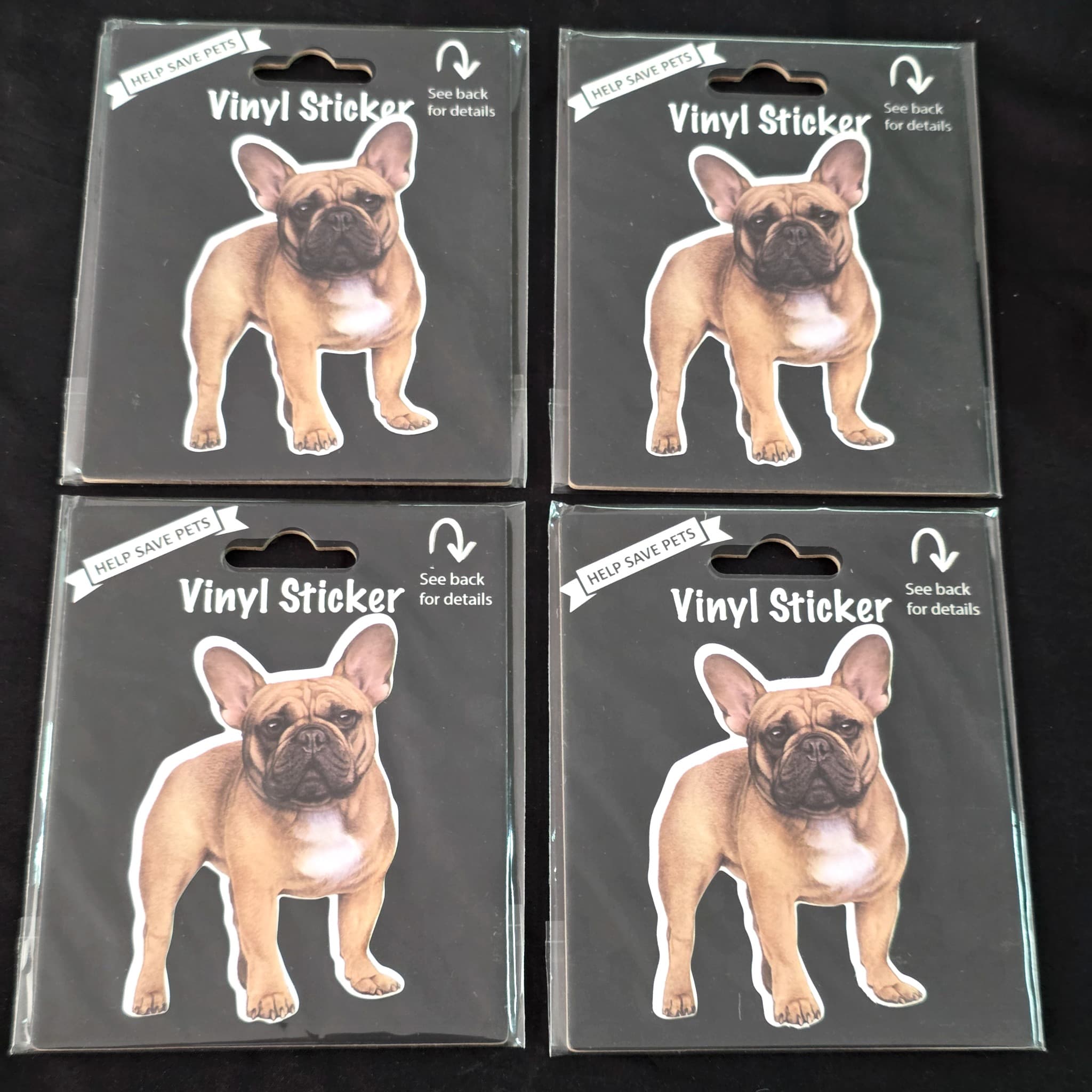 French Bulldog Vinyl Stickers, Set of 4, Brand New