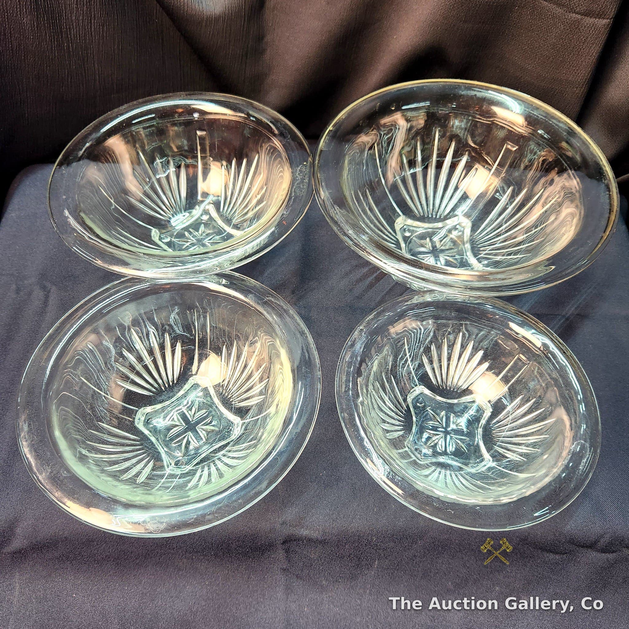 Set of 4 Graduating Clear Pressed Glass Bowls