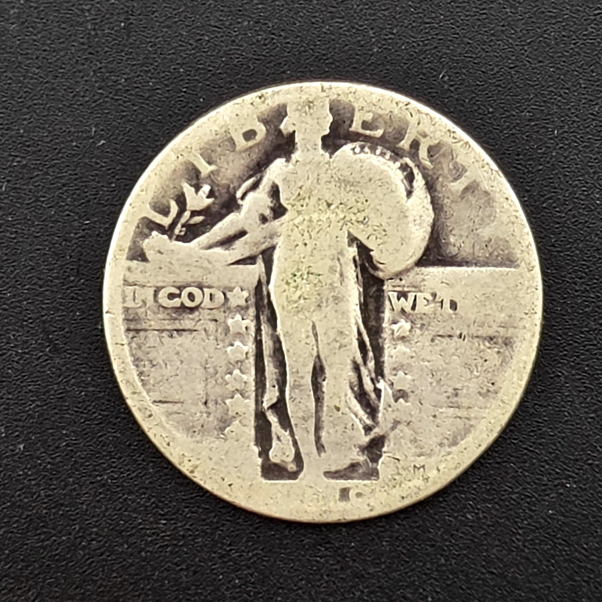 Standing Liberty Silver Quarter, Date Not Legible, 90% Silver