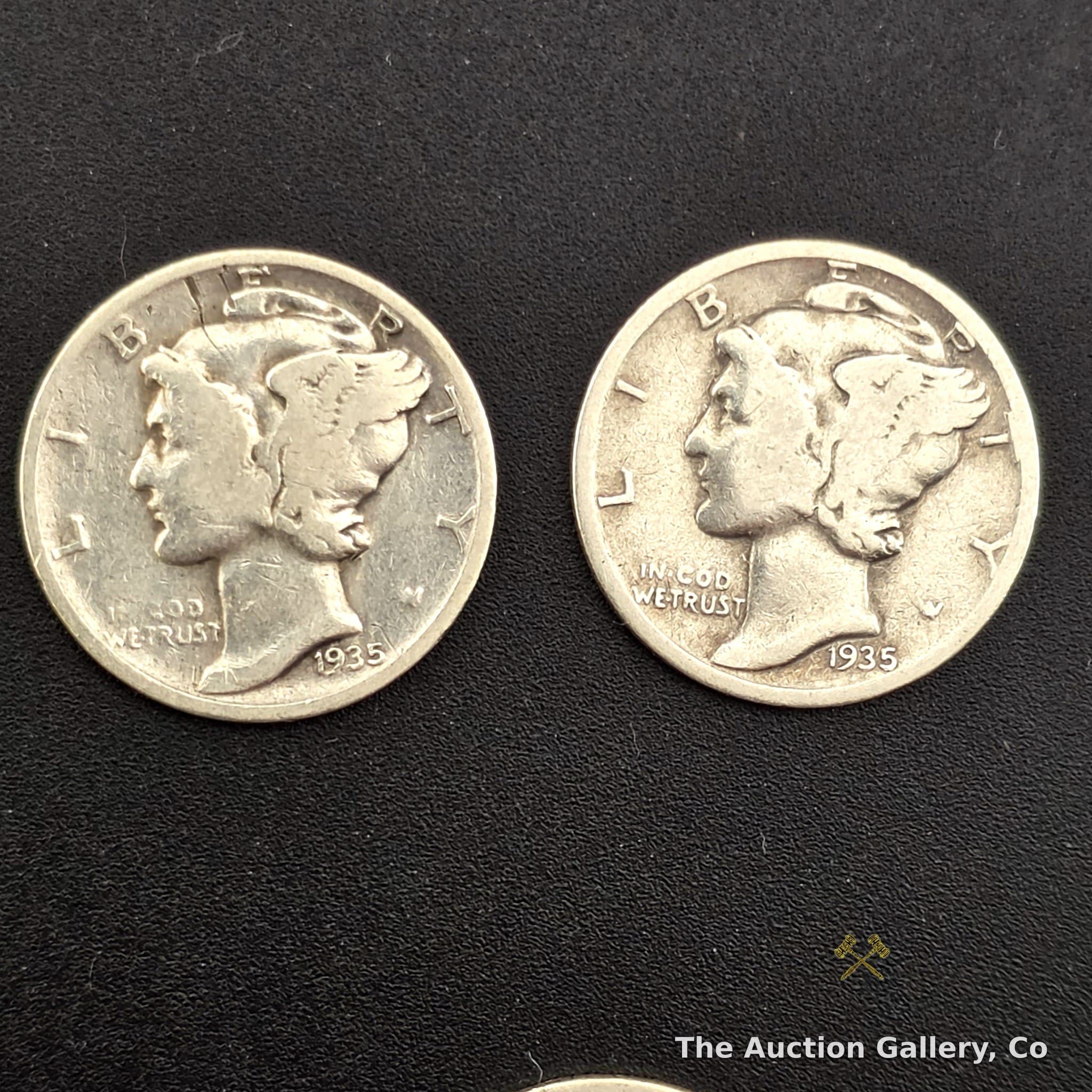 1935 Mercury (Winged Liberty) Dimes, 90% Silver, Pair of 2