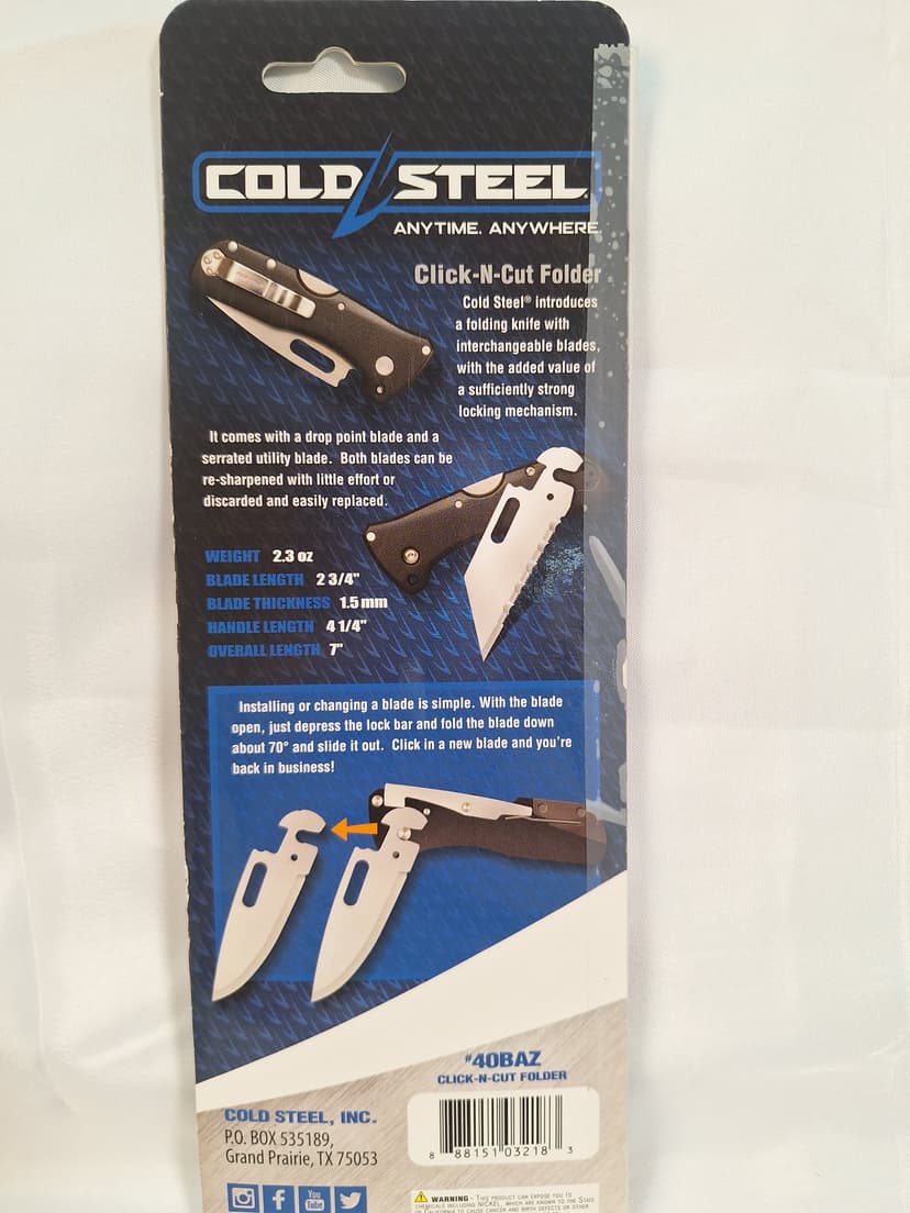 Cold Steel Click-N-Cut Folder, Model CS-40BAZ, New in Package β photo 4