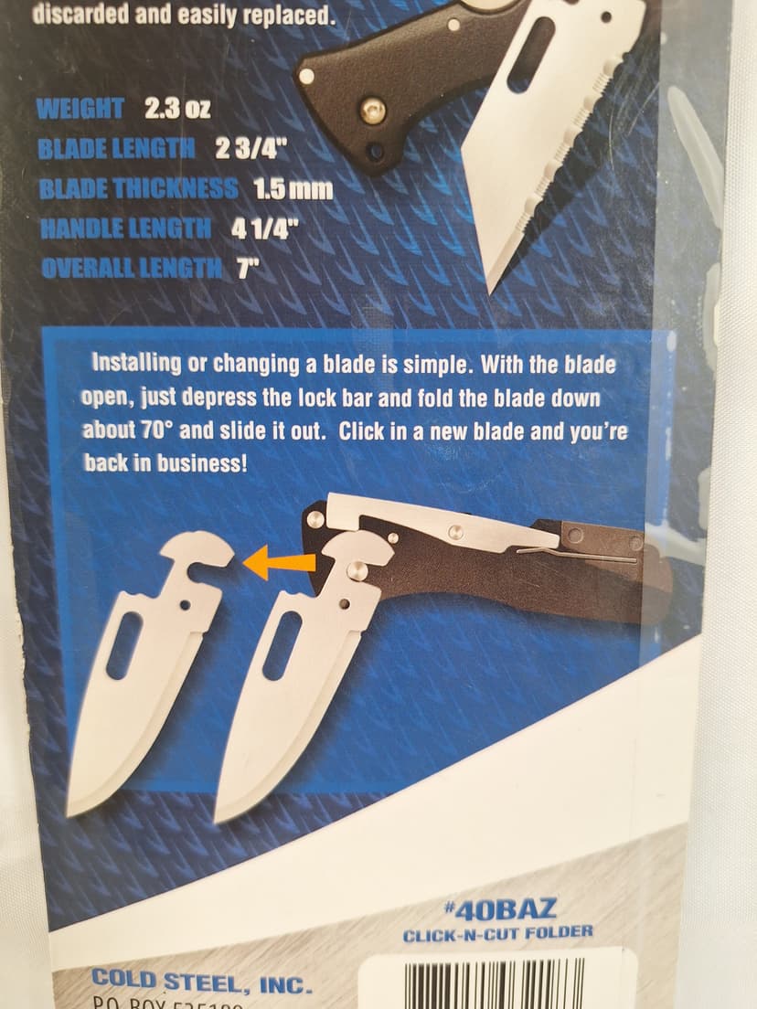 Cold Steel Click-N-Cut Folder, Model CS-40BAZ, New in Package β photo 6