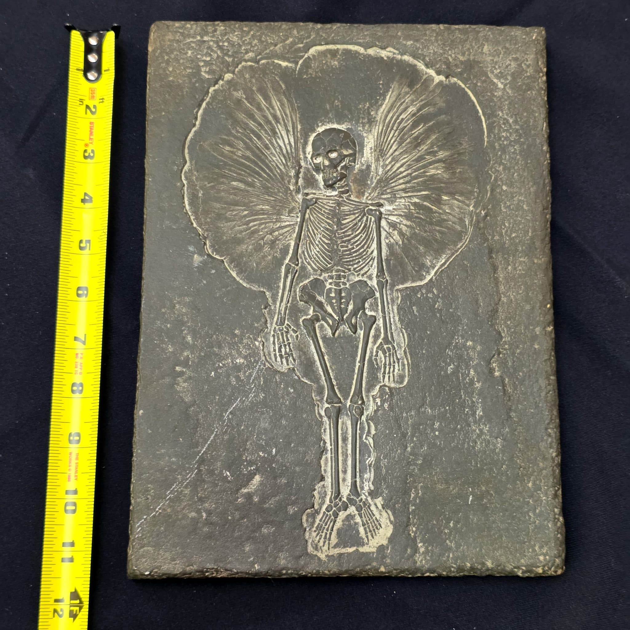 Carved Polystone Fossil Angel Replica Wall Plaque, 11.5" x 8.5"