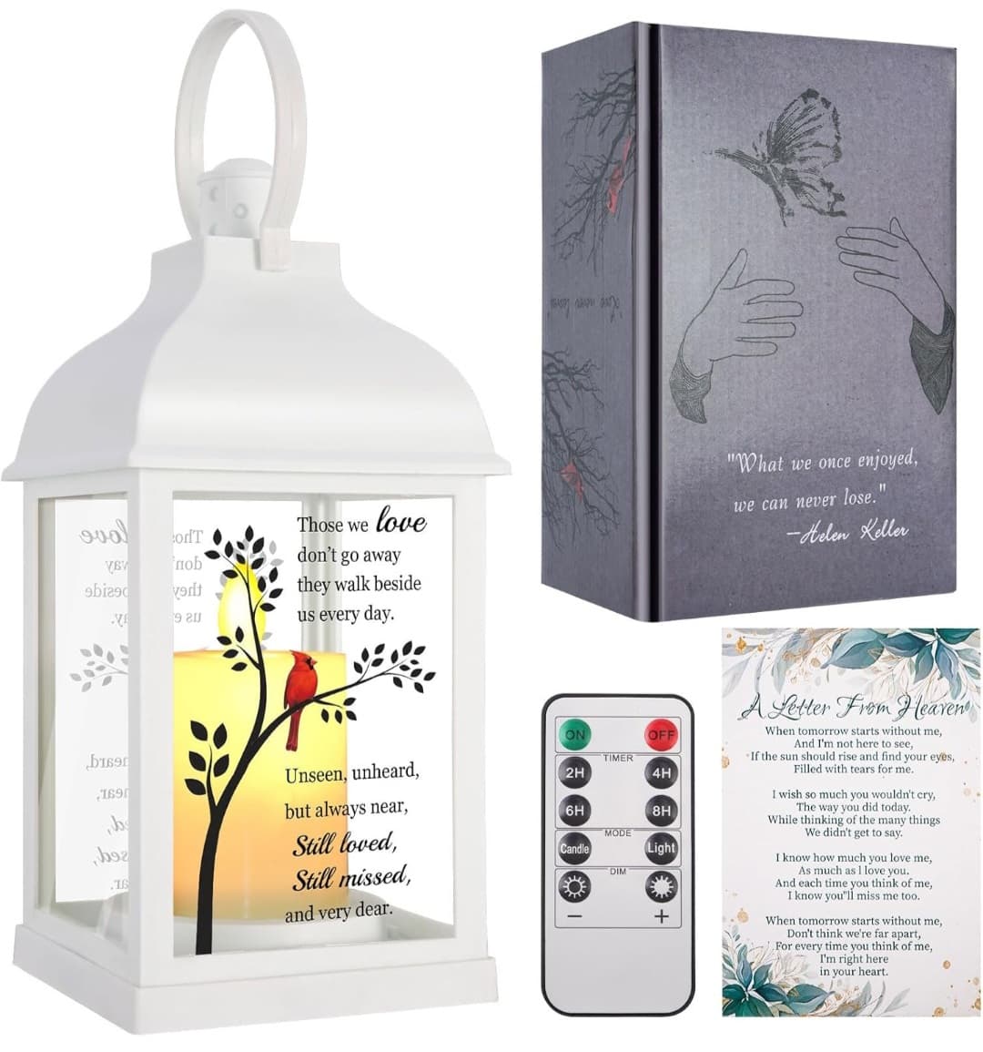 Lantern with Flickering Flame & Remote - Timer/Dimmer Settings
