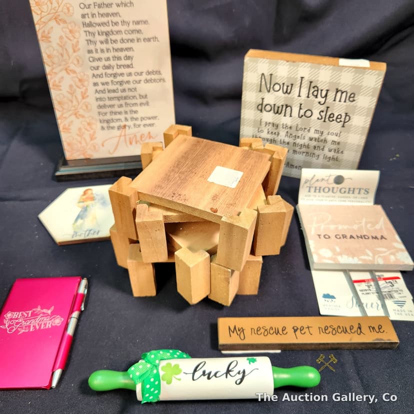 Mixed Gift Lot โ Signs, Coasters, Notepad & More