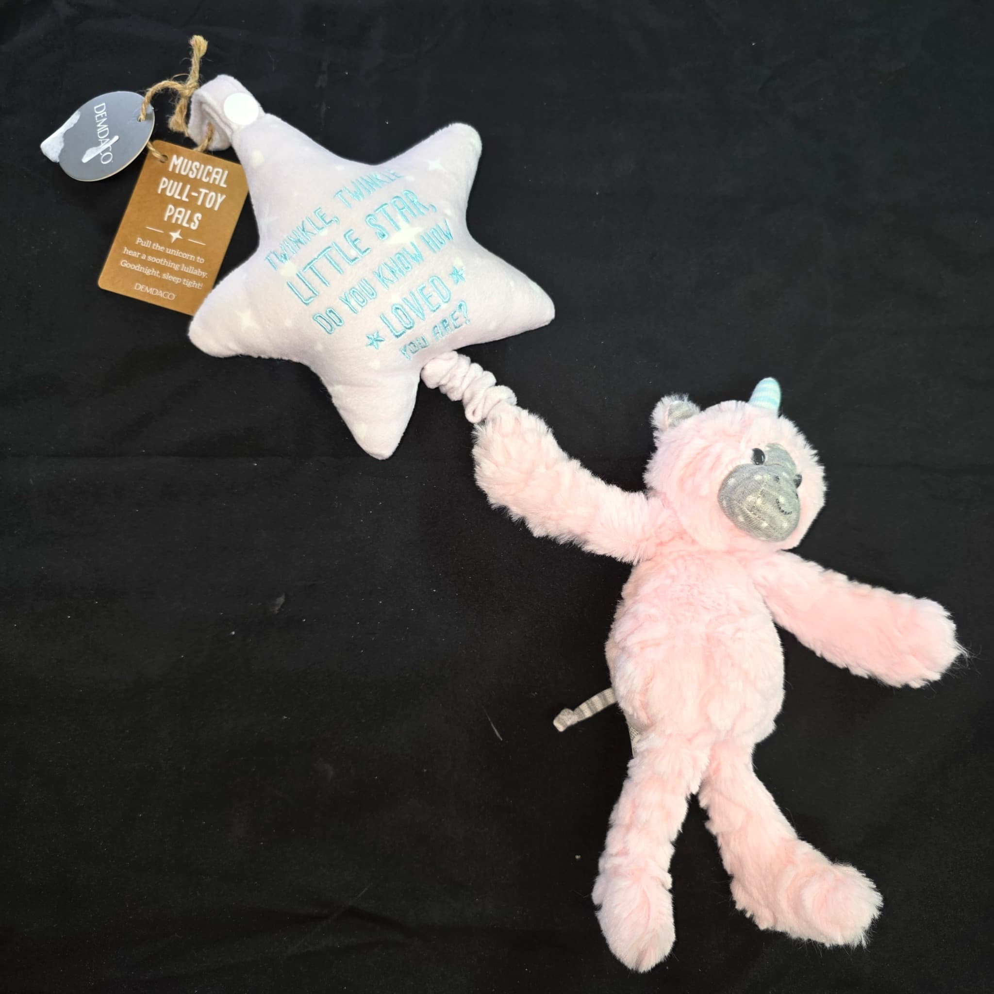 Demdaco Musical Pull-Toy Unicorn Plush, Twinkle Twinkle Little Star