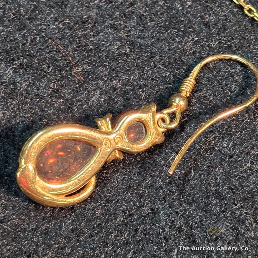 Amber-Style Cat Jewelry Set, .925 Silver, Necklace & Earrings β photo 4