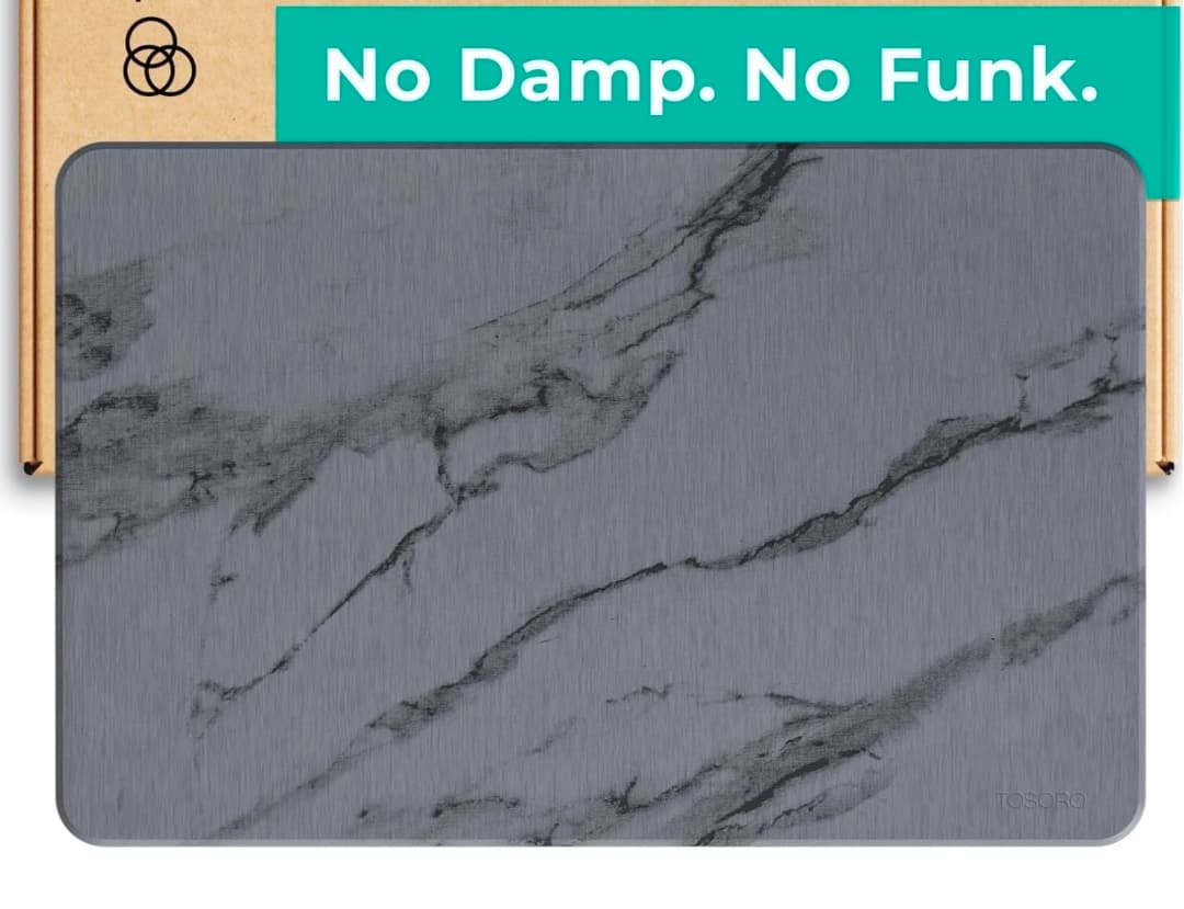 Stone Bath Mat Diatomaceous Earth Shower Mat Non-Slip Super Absorbent Diatomite Stone Bath Mats for Bathroom Floor Quick Drying Natural Easy to Clean (17.5 x 14) - Graphite