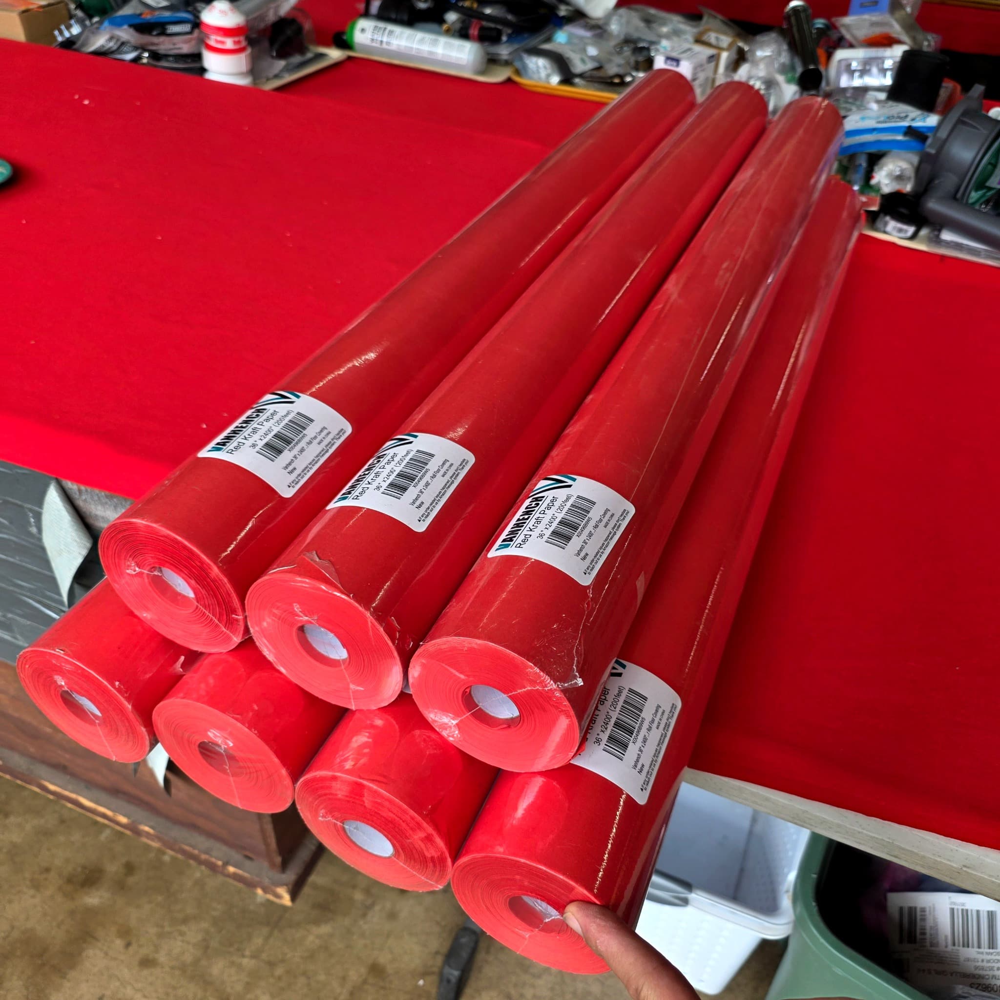 Vanermen Red Kraft Paper Rolls, 7 x Rolls — 36" x 200 ft