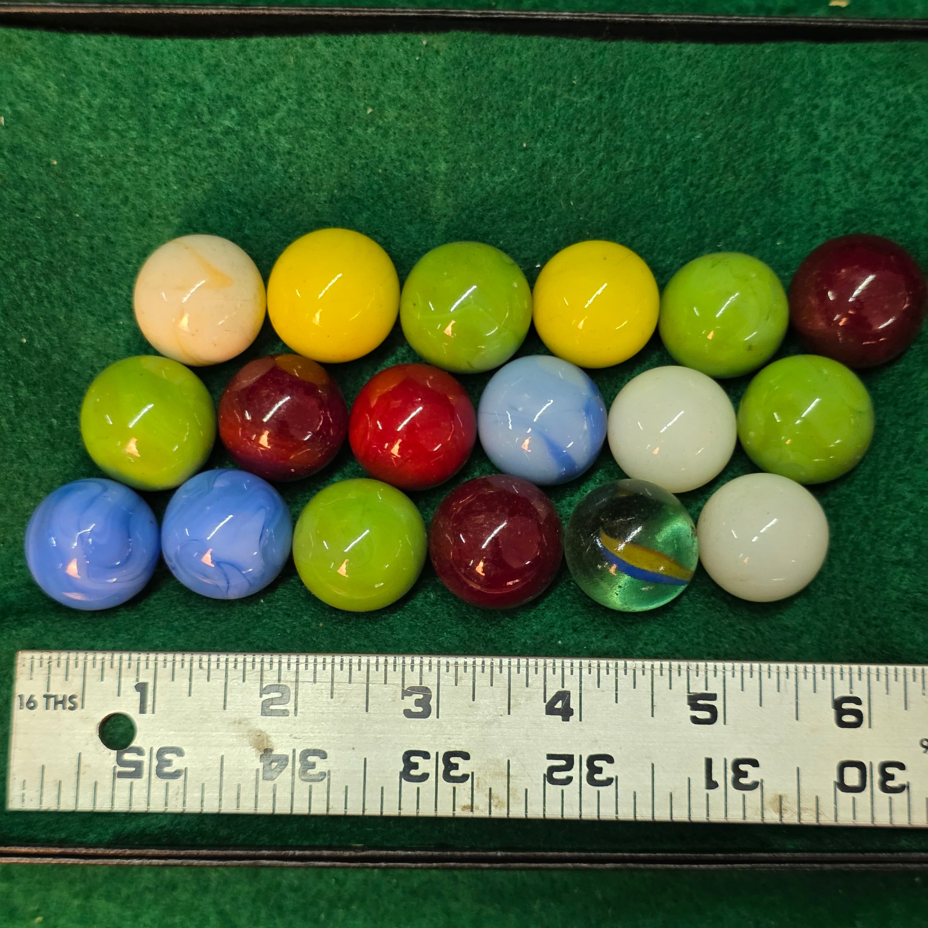 Vintage Handmade Glass Shooter Marbles, Set of 18