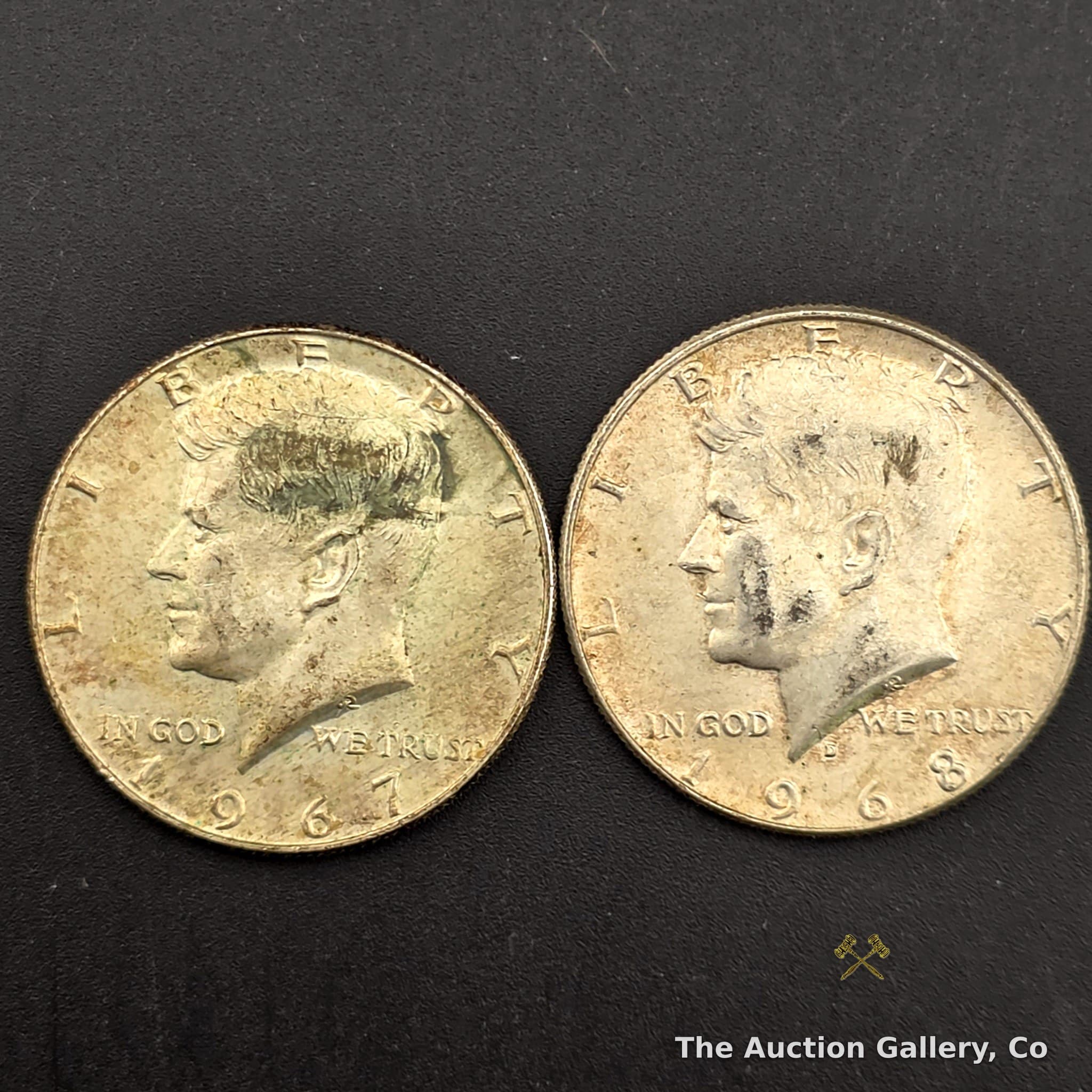 1967 & 1968-D Kennedy Half Dollars, 40% Silver, Pair