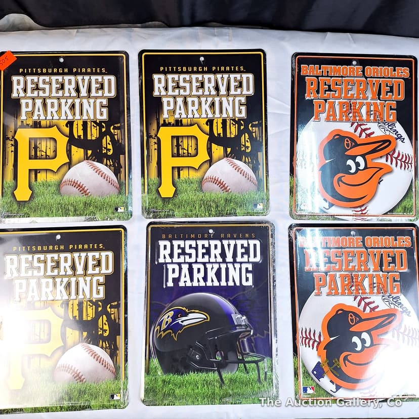 MLB/NFL Reserved Parking Signs, Set of 6 โ Pirates, Orioles, Ravens