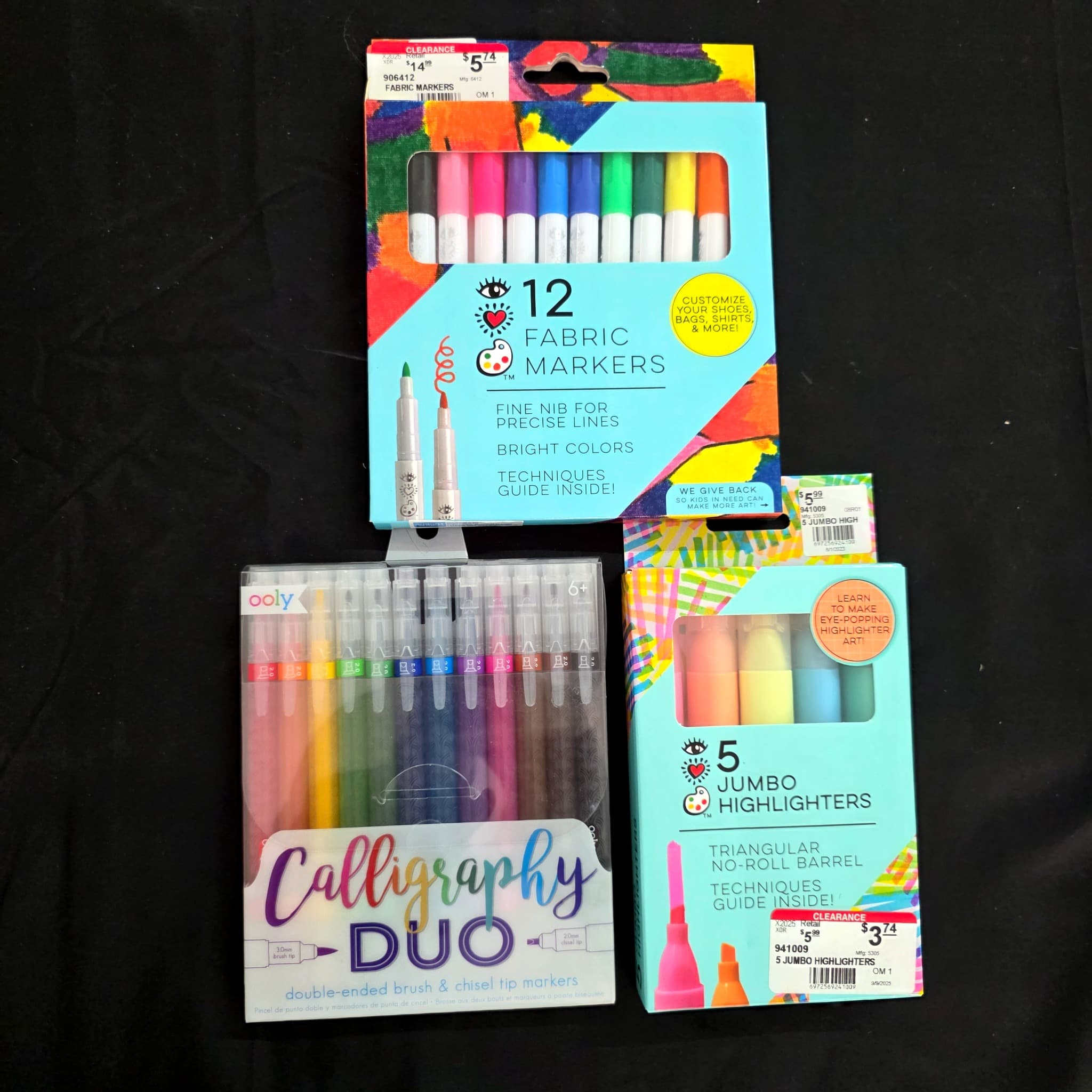 Lot of 3 Art Marker Sets, Fabric, Calligraphy, Highlighters