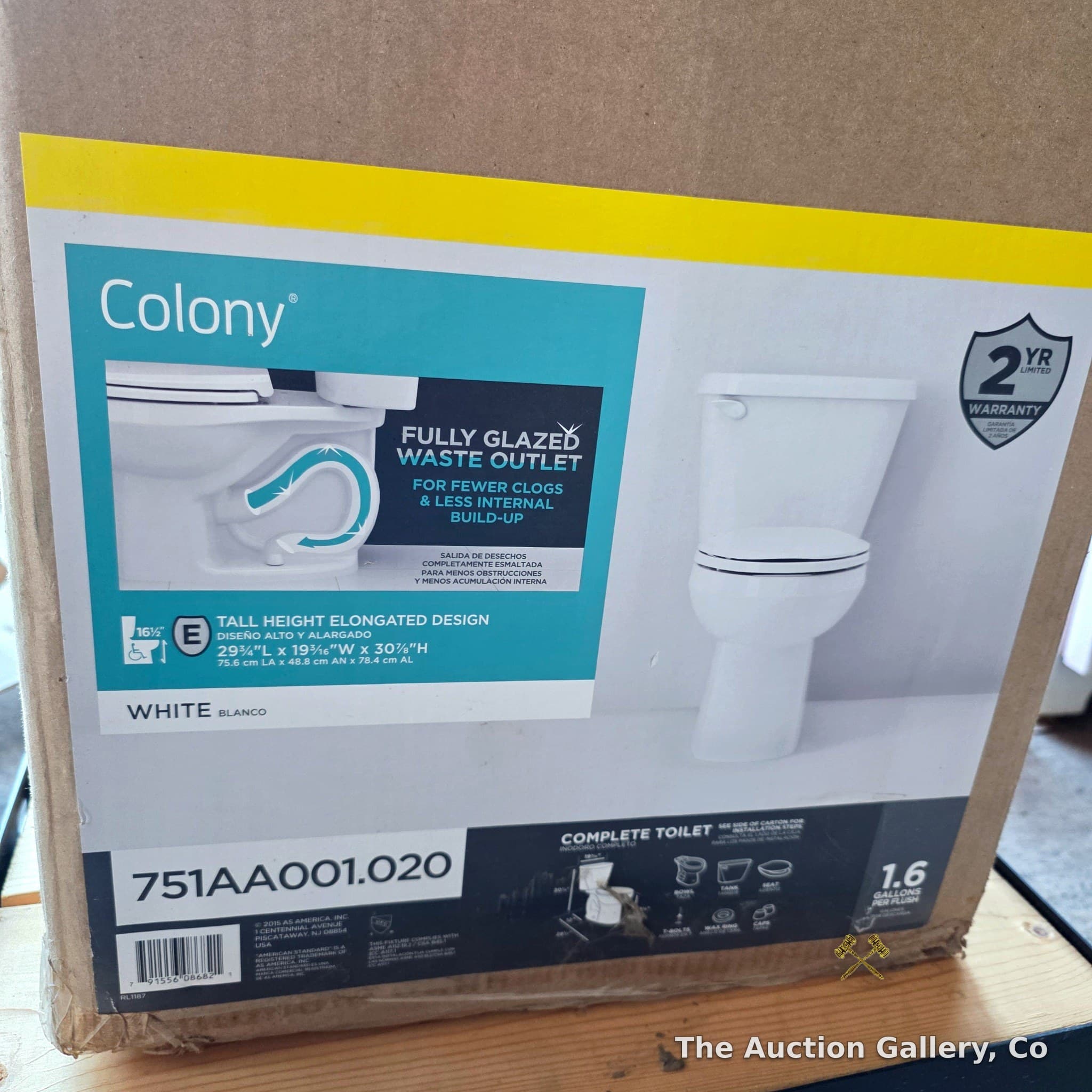 American Standard Colony Complete Toilet, White Elongated ADA