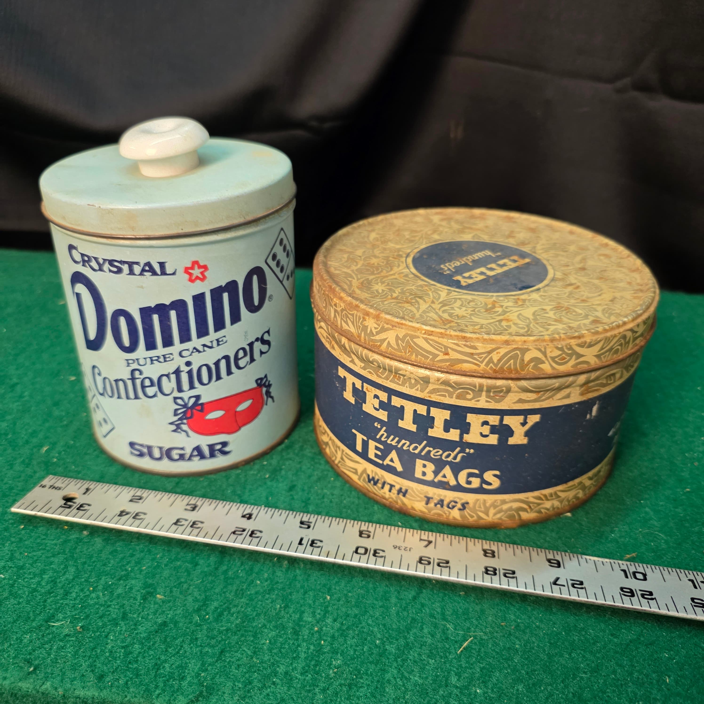 Vintage Domino Sugar & Tetley Tea Bags Tins, Set of 2
