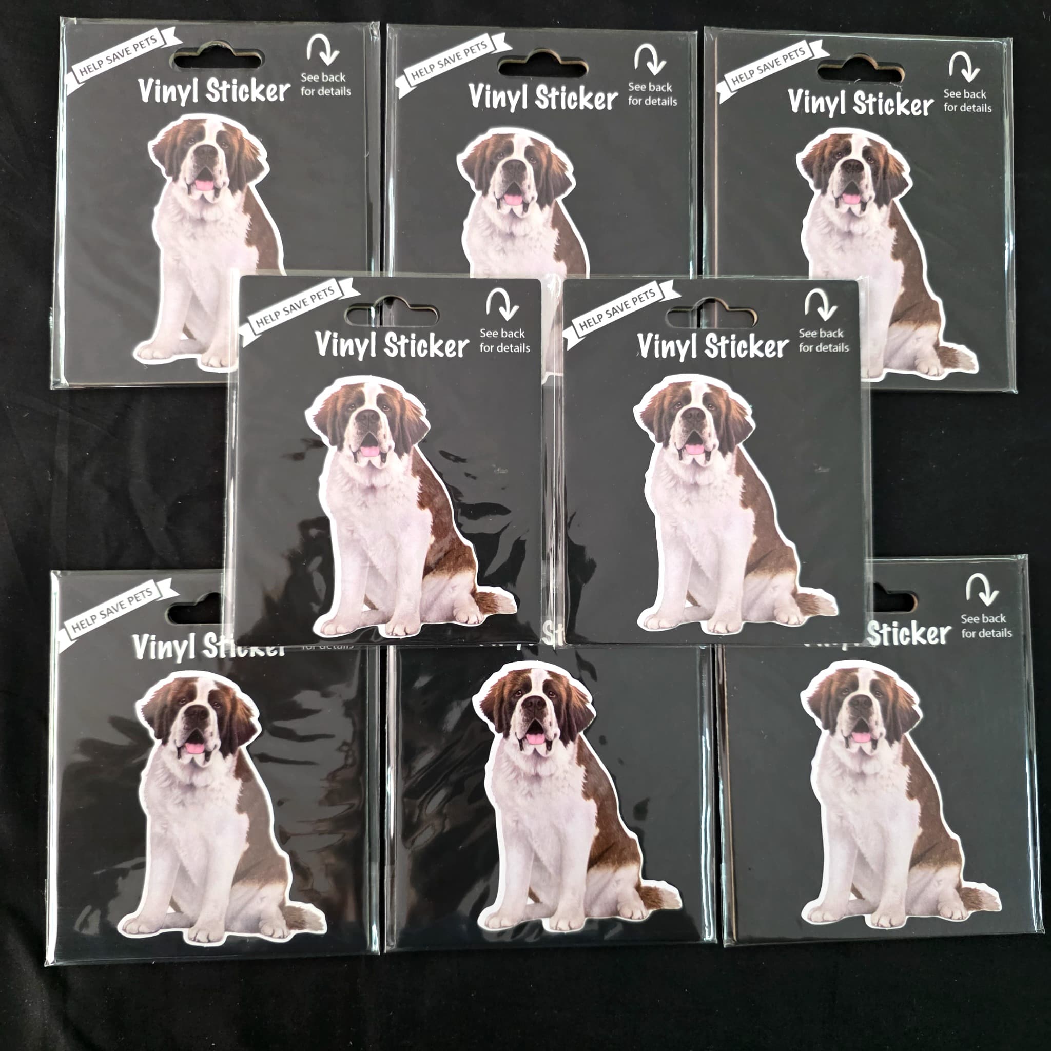 Set of 8 Saint Bernard Vinyl Stickers, Brand New
