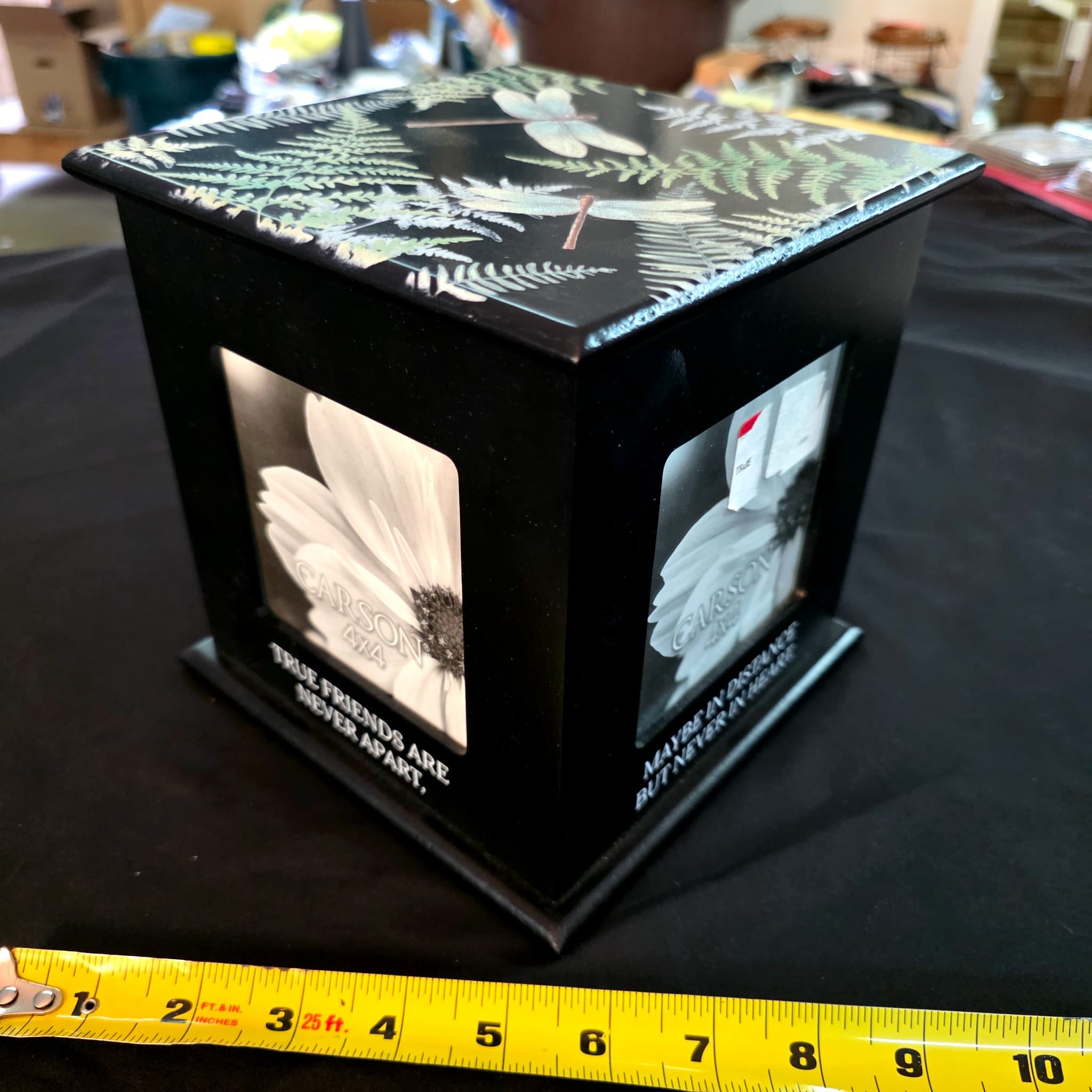 Carson 7"x7"x7" Wood Keepsake Photo Cube Box, Dragonfly Lid