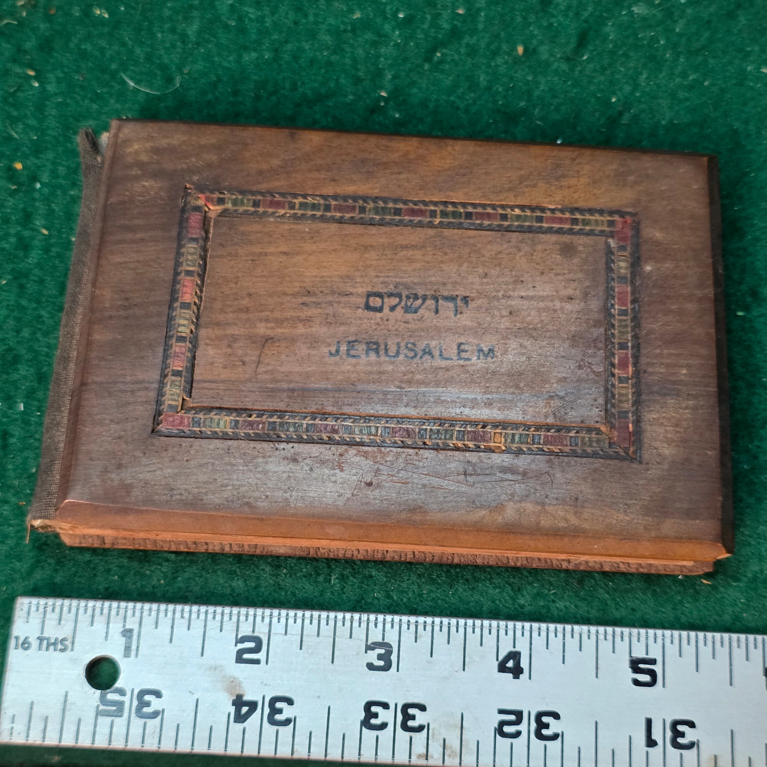 Antique Jerusalem Olive Wood Pressed Flower Herbarium Album - all 12 Intact Pages - AS-IS