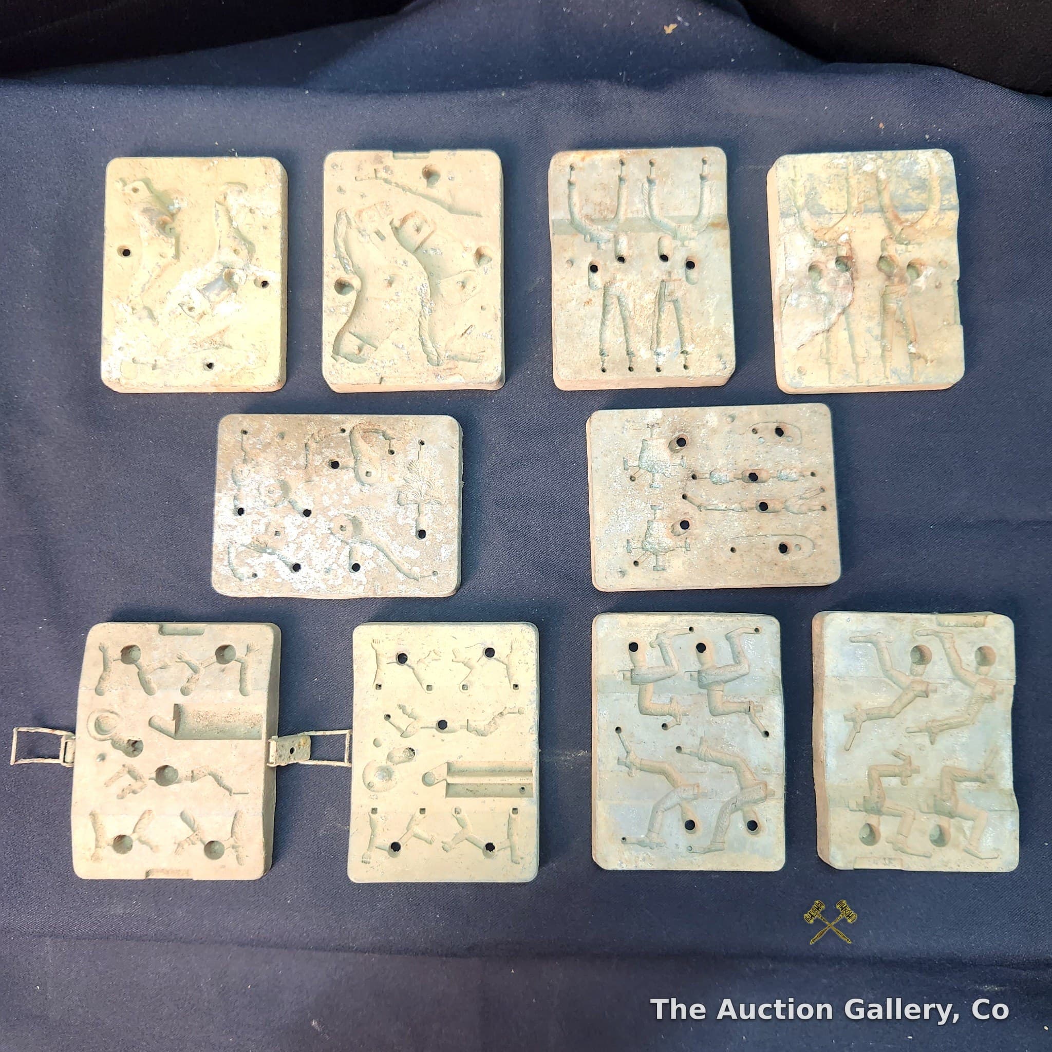 Vintage Lead Toy Soldier and Horse Casting Molds, 10 pieces