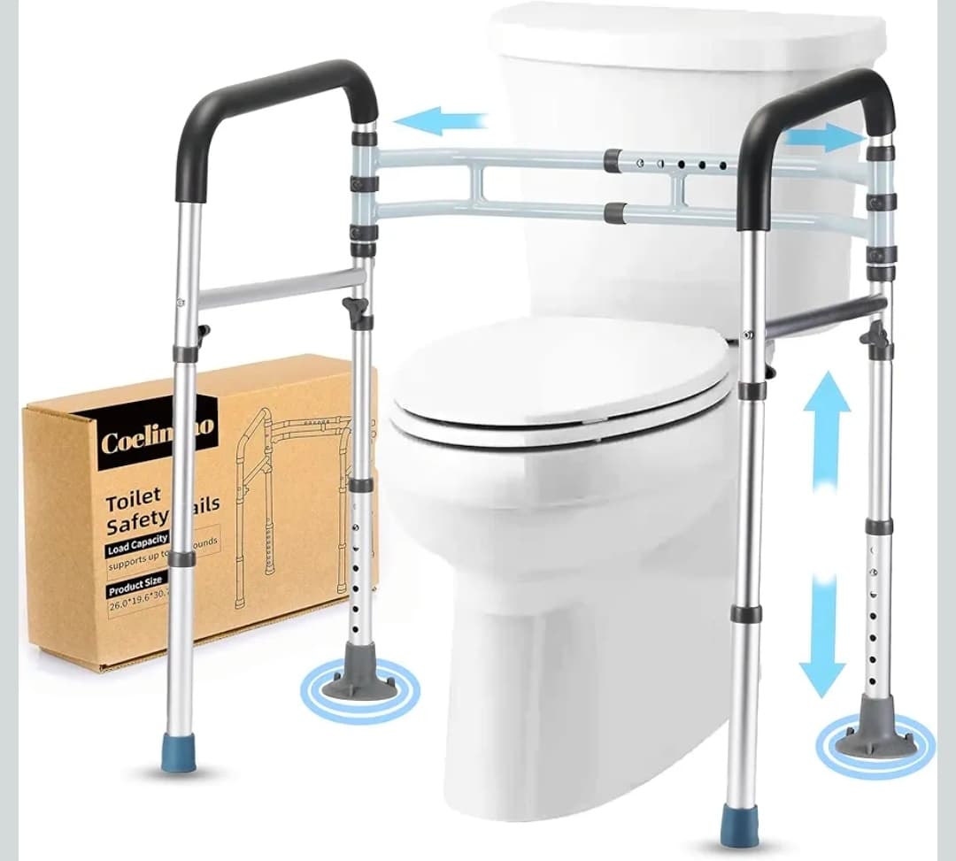 Toilet Safety Rails (300 LB) β Adjustable, Foldable Toilet Handle Frame for Elderly & Disabled Adults, Supports All Toilet Types