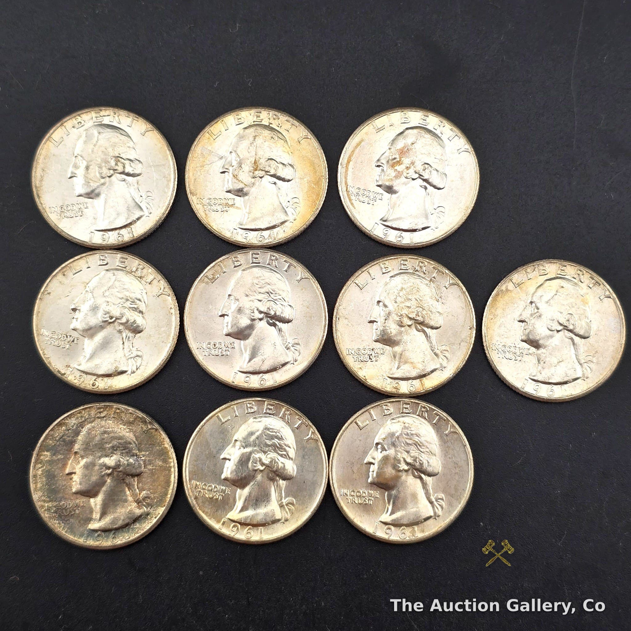 1961 Washington Silver Quarters, Lot of 10 โ 90% Silver, Near Uncirculated