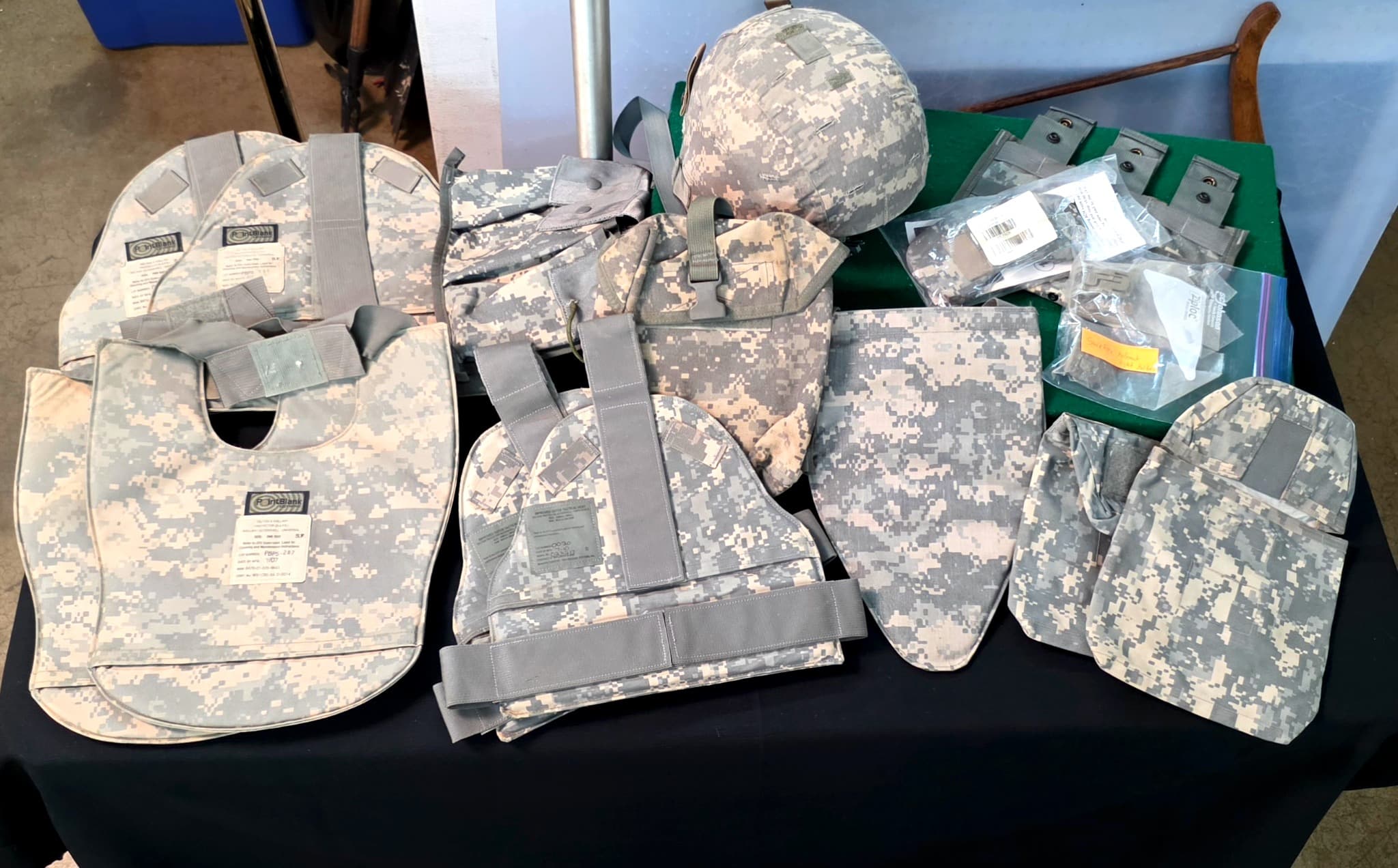 US Army ACU Digital Camo Helmet, Body Armor & Tactical Gear Lot