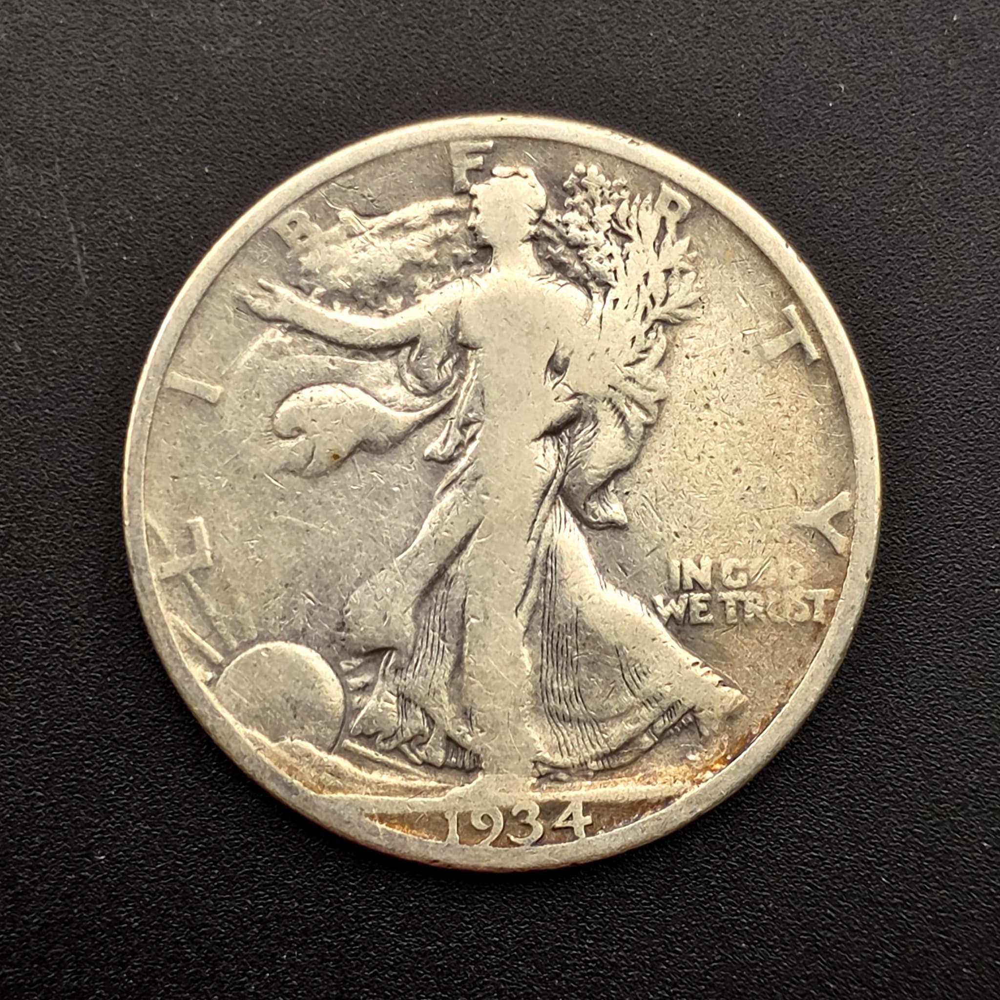 1934-S Walking Liberty Half Dollar, 90% Silver