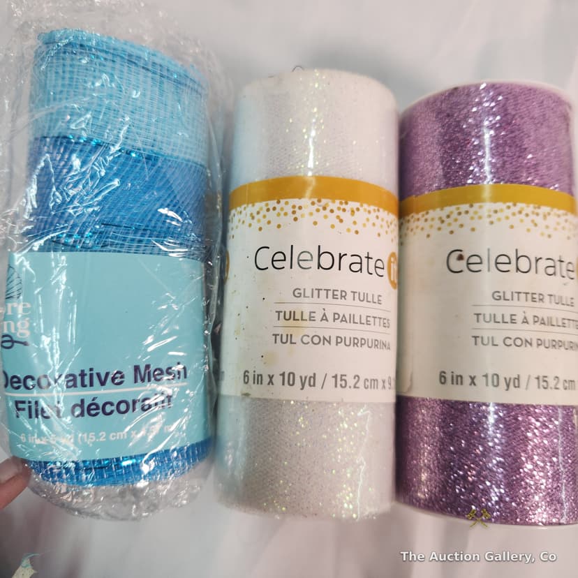 Large Lot of Craft Ribbon, Tulle & Decorative Mesh Rolls β photo 4