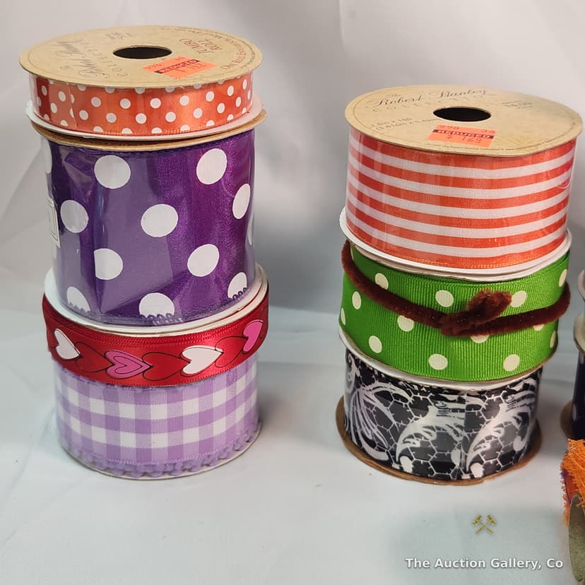 Large Lot of Craft Ribbon, Tulle & Decorative Mesh Rolls β photo 2