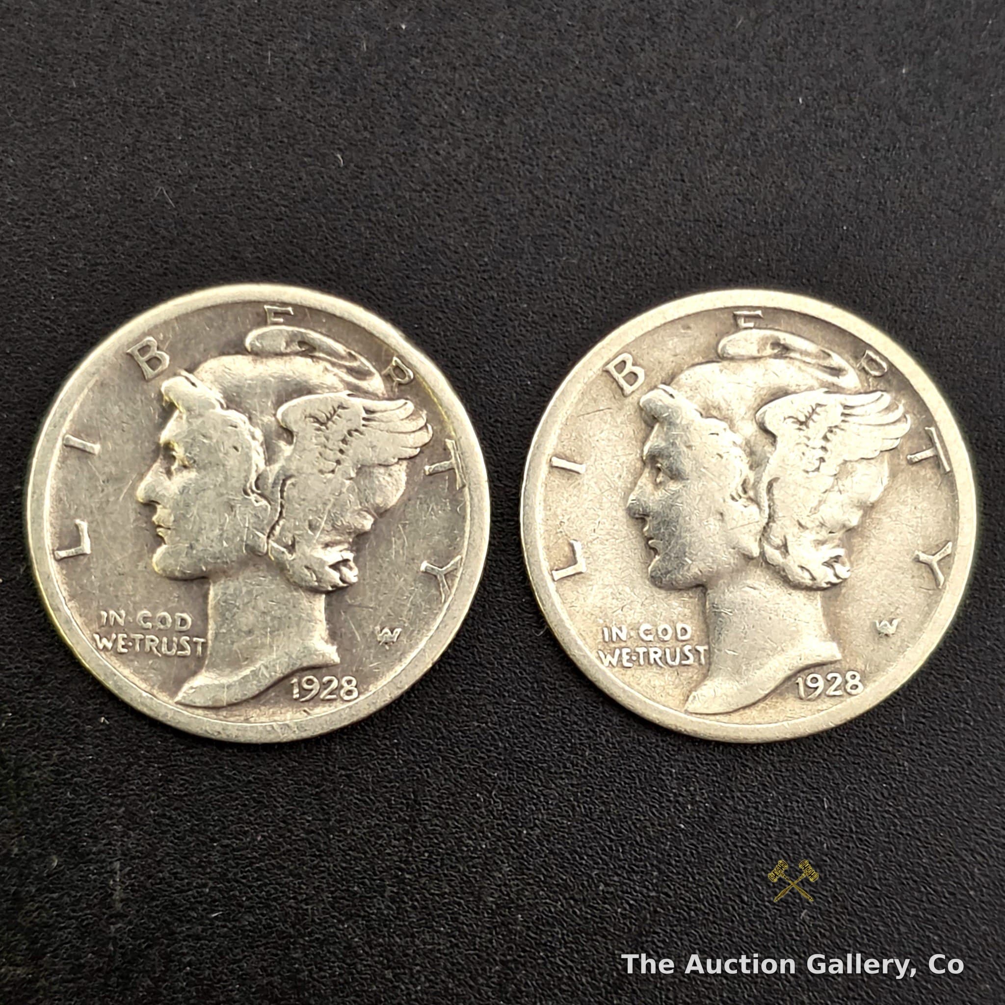 1928 Mercury Dime Pair, 90% Silver โ 2 Coins