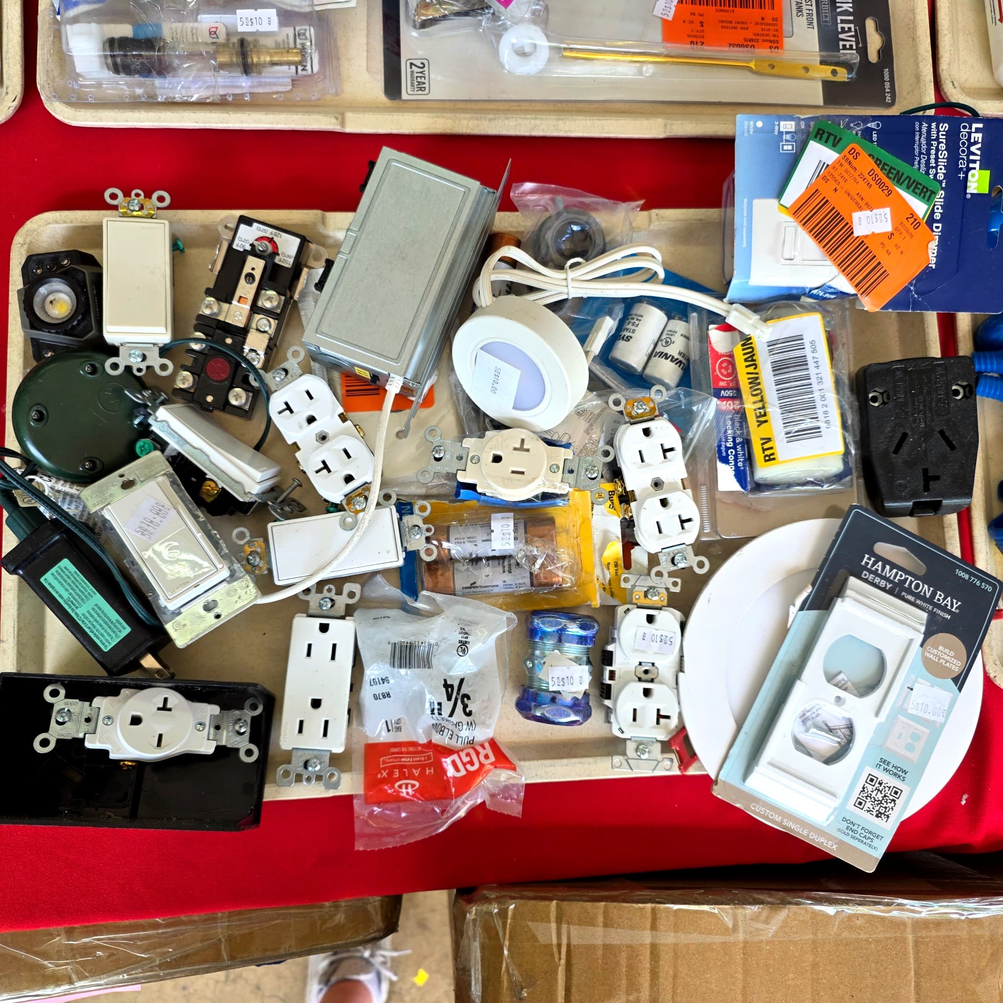 Lot of Electrical Hardware β Outlets, Switches, Fixtures