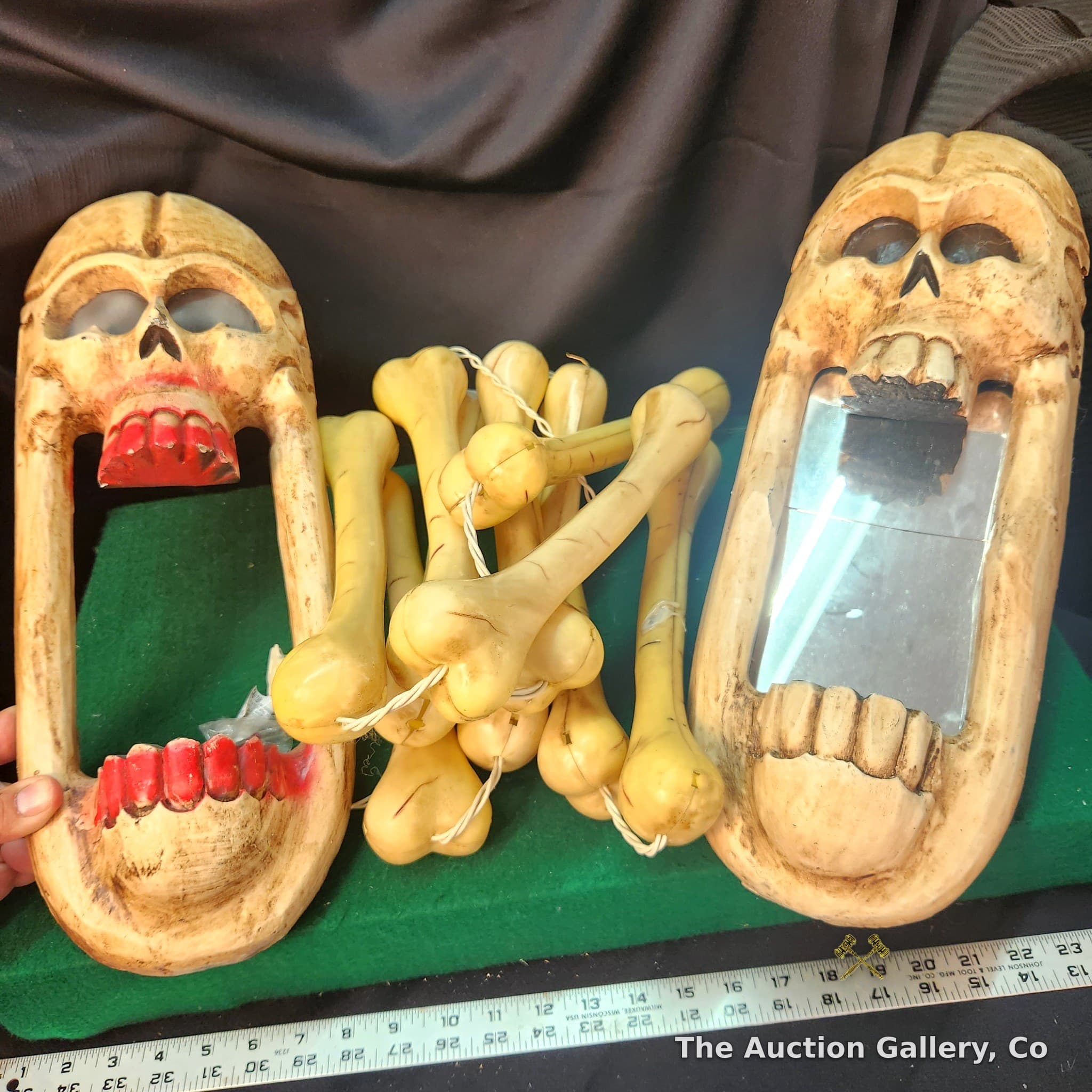 Skull Masks and Light up Faux Bone Props, Halloween Lot