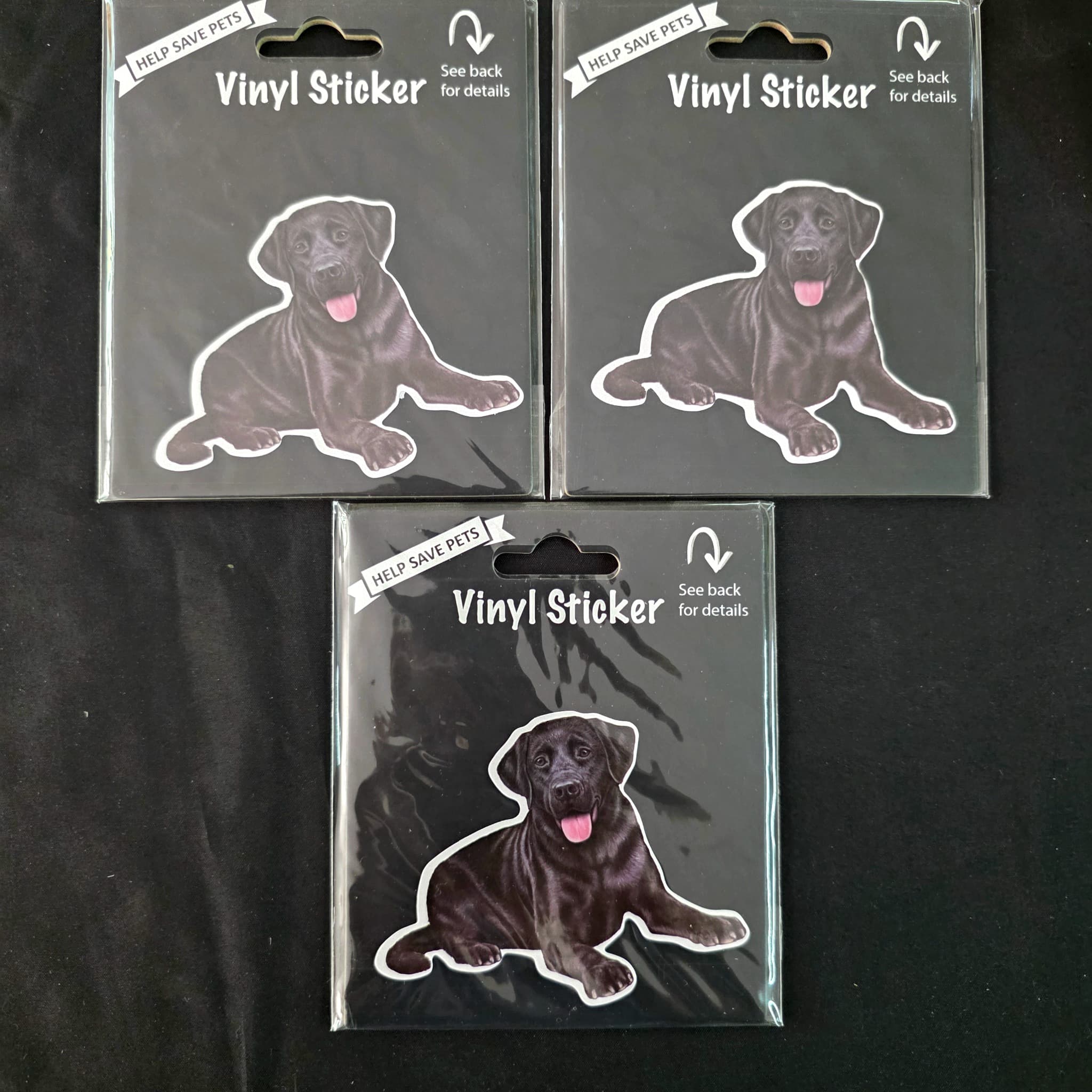 Black Lab Puppy Vinyl Stickers, Set of 3