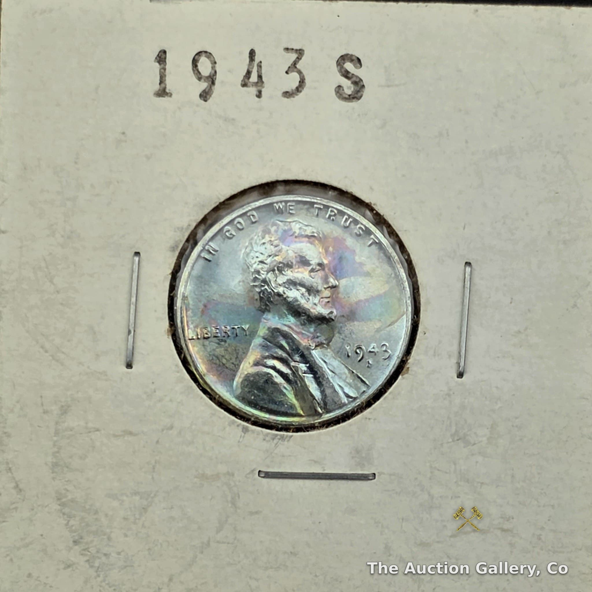 1943-S Lincoln Steel Wheat Cent - Beautiful Rainbow