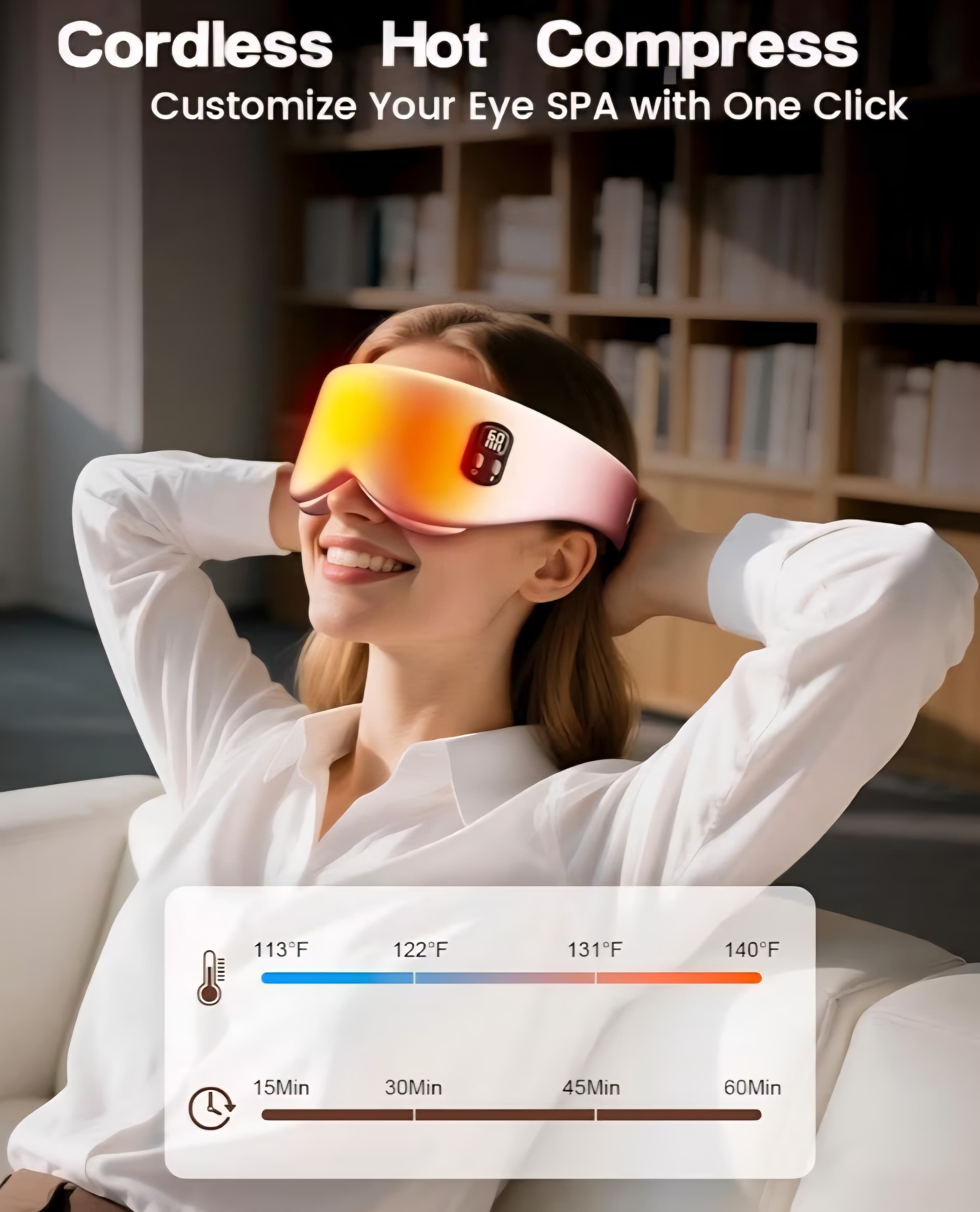 Heated Eye Mask - 4 Temperatures (Pink)