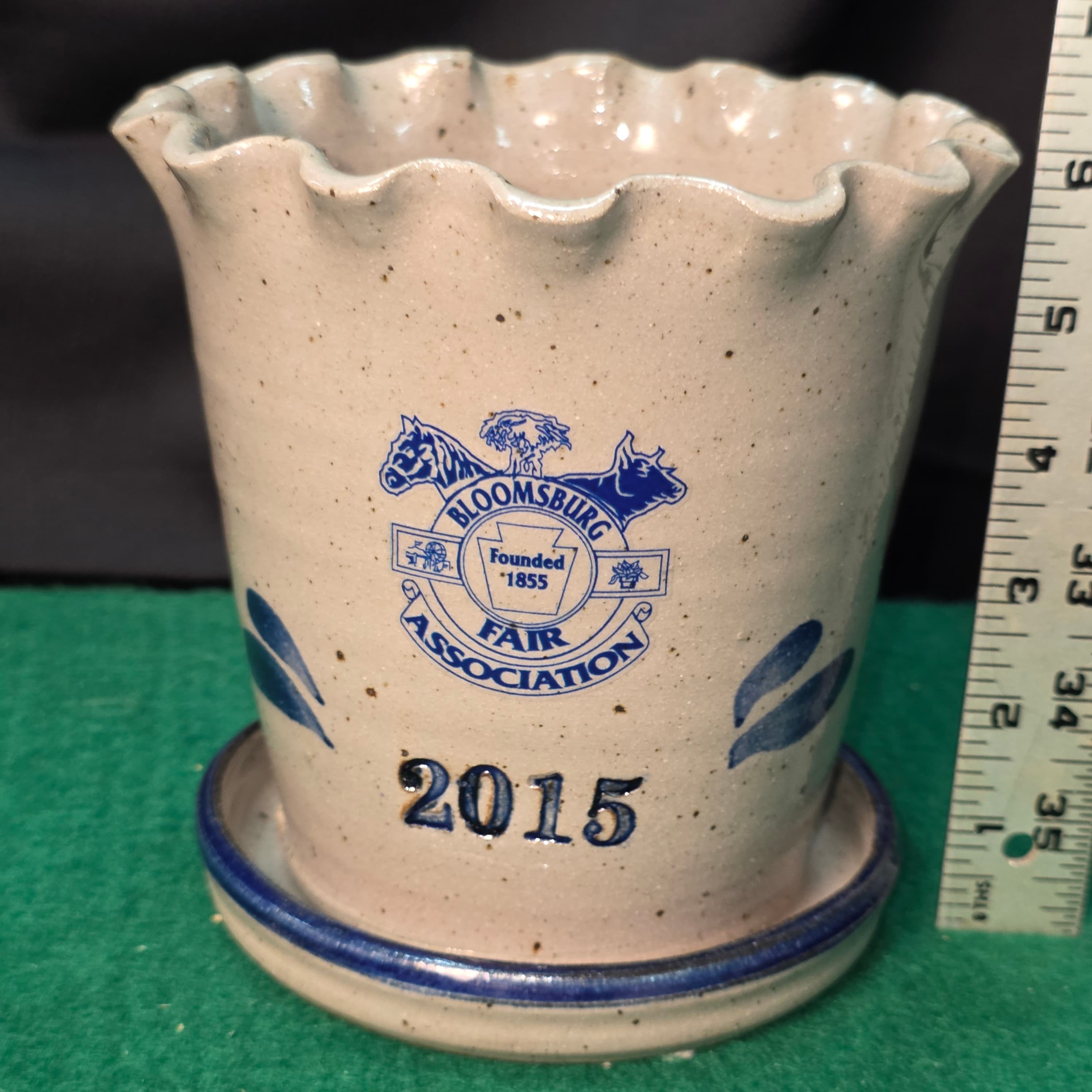 Bloomsburg Fair Association 2015 Stoneware Planter with attached Saucer