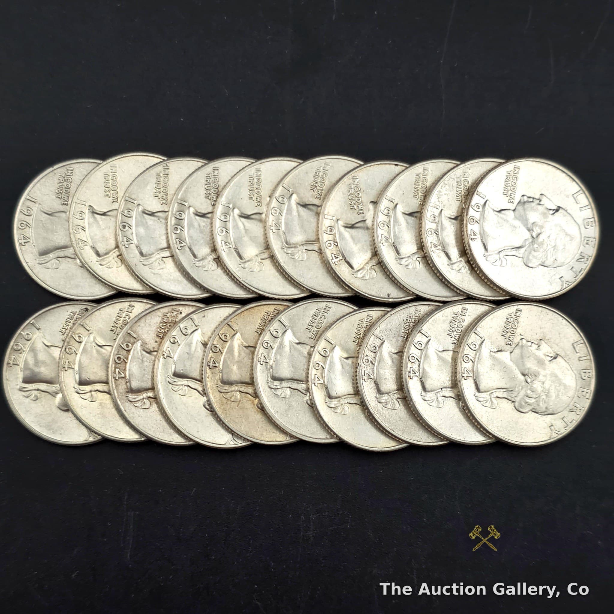 1964 Washington Silver Quarters, Half Roll of 20 โ Near Uncirculated